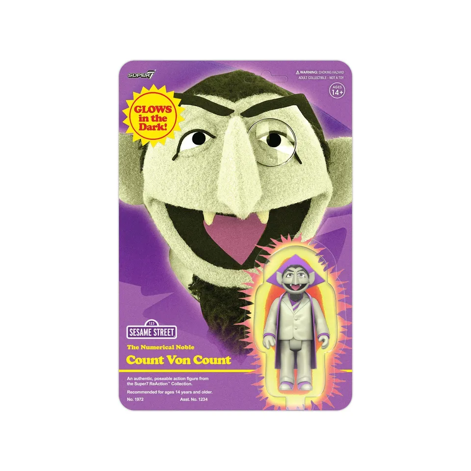 Super7 Sesame Street Count Von Count figurina fosforescenta