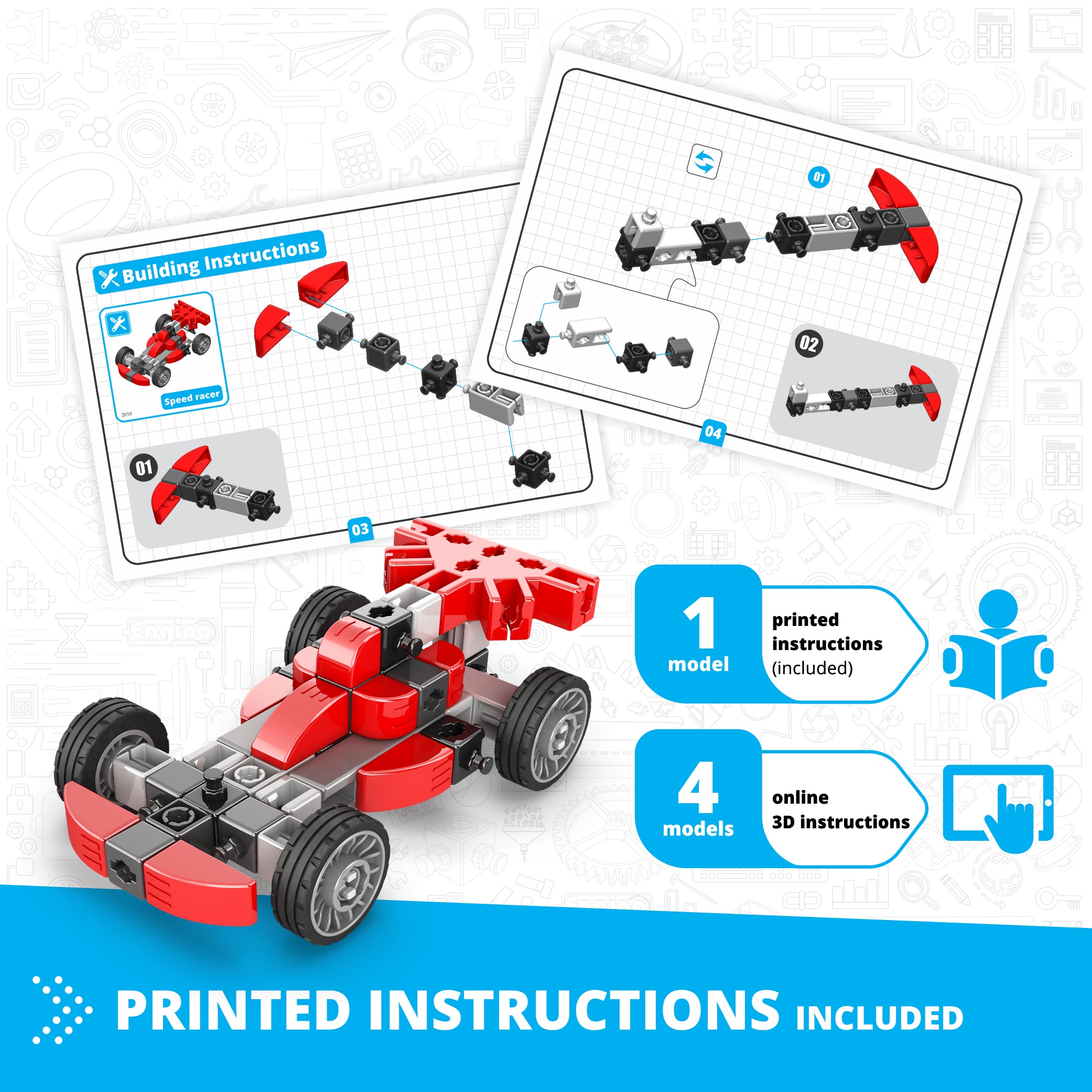 Engino Inventor Speed Racer set constructie 5 modele 9+ ani