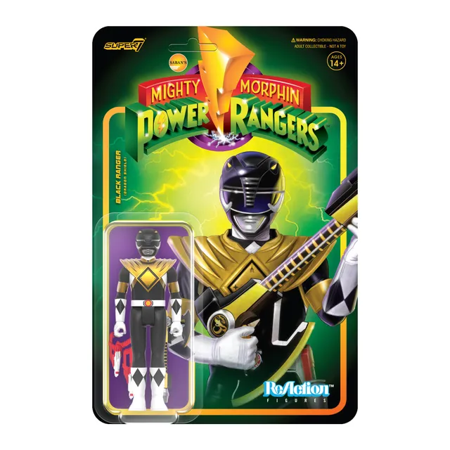 Super7 ReAction Black Ranger figurina 9,5 cm Dragon Shield