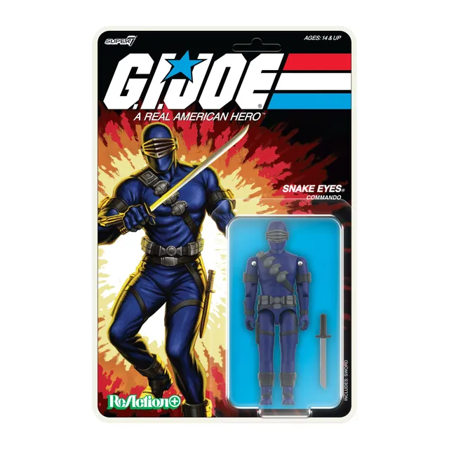 Super7 G.I. Joe ReAction+ Snake Eyes Cartoon figurina 9.5cm