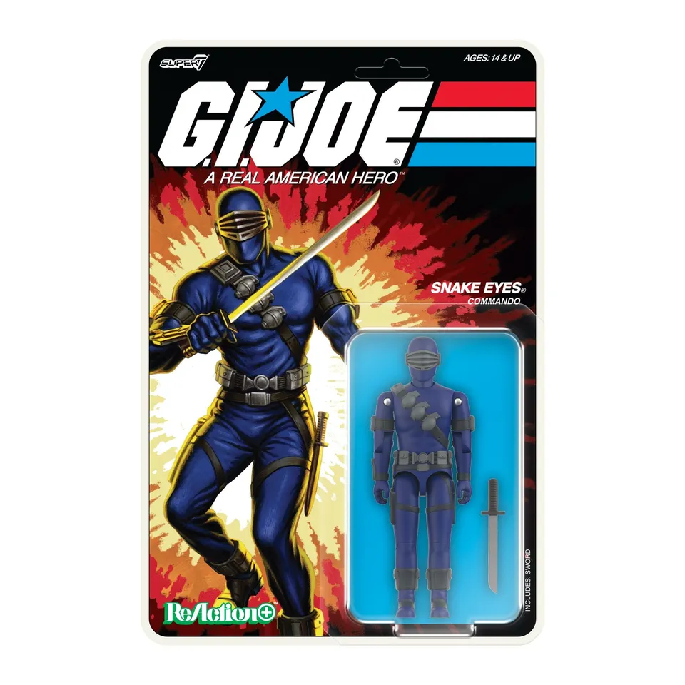 Super7 G.I. Joe ReAction+ Snake Eyes Cartoon figurina 9.5cm