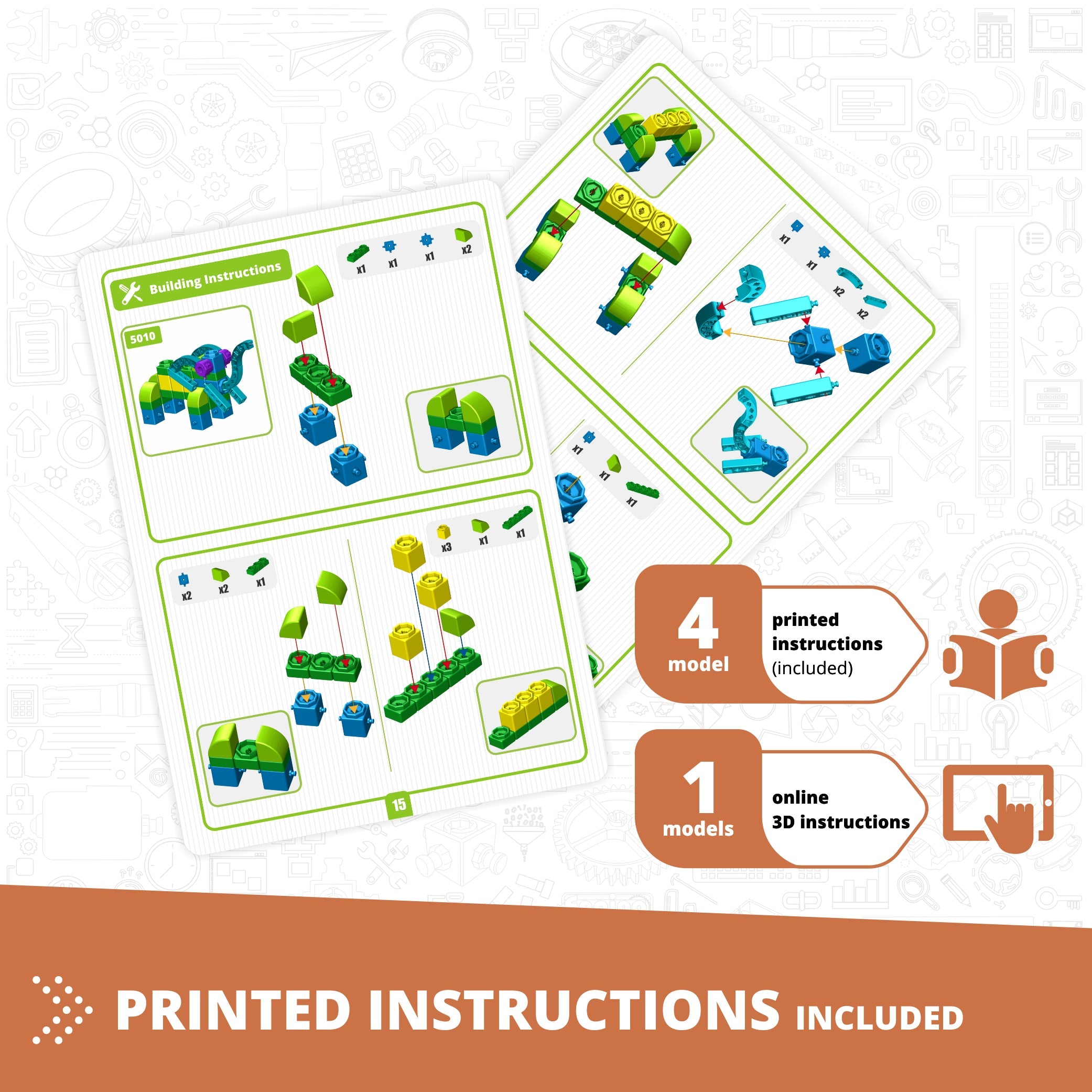Engino STEAM Labs Junior set animale salbatice 5 modele 3+ ani