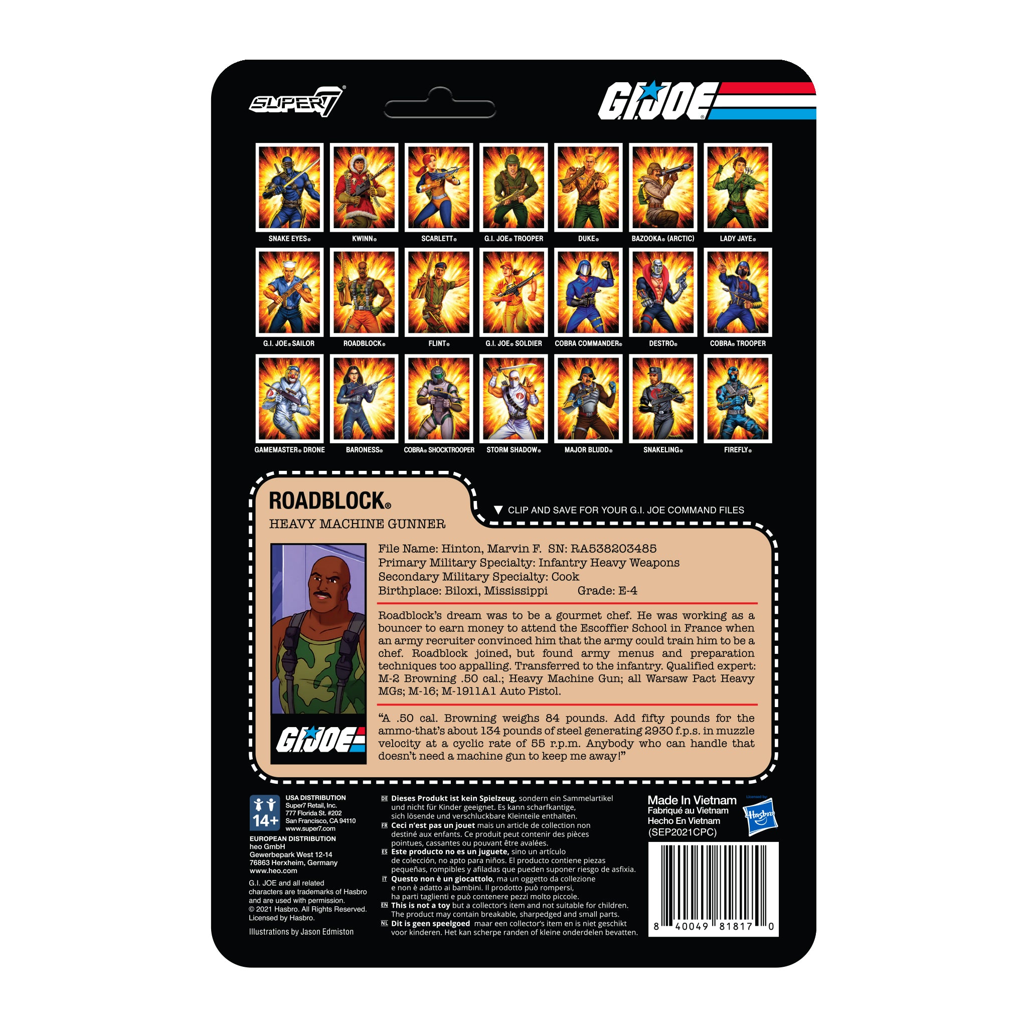 Super7 G.I. Joe ReAction Roadblock figurina 9,5 cm