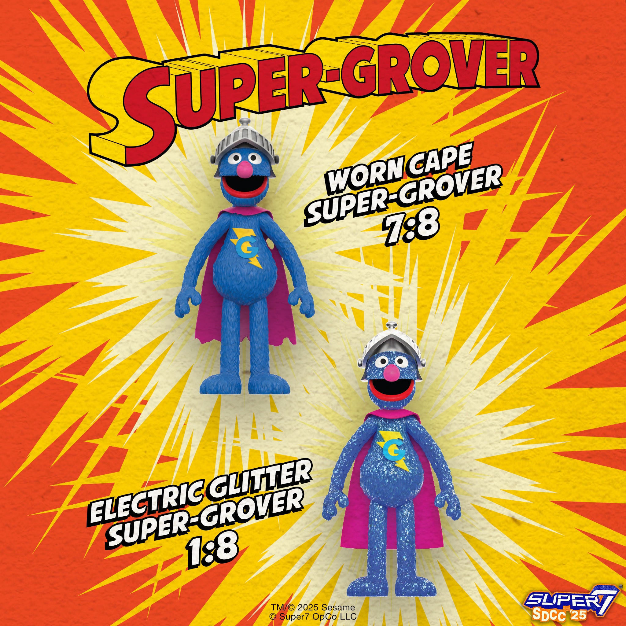 Super7 Sesame Street Super Grover figurina blind box 3.75 inch