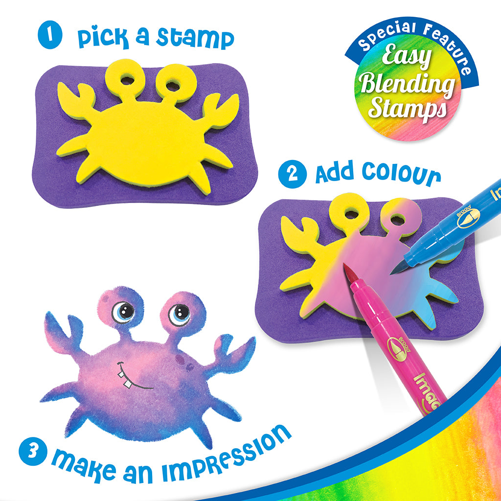 Imagimake Stamp Art Ocean stampile 6 buc + 3 carioci