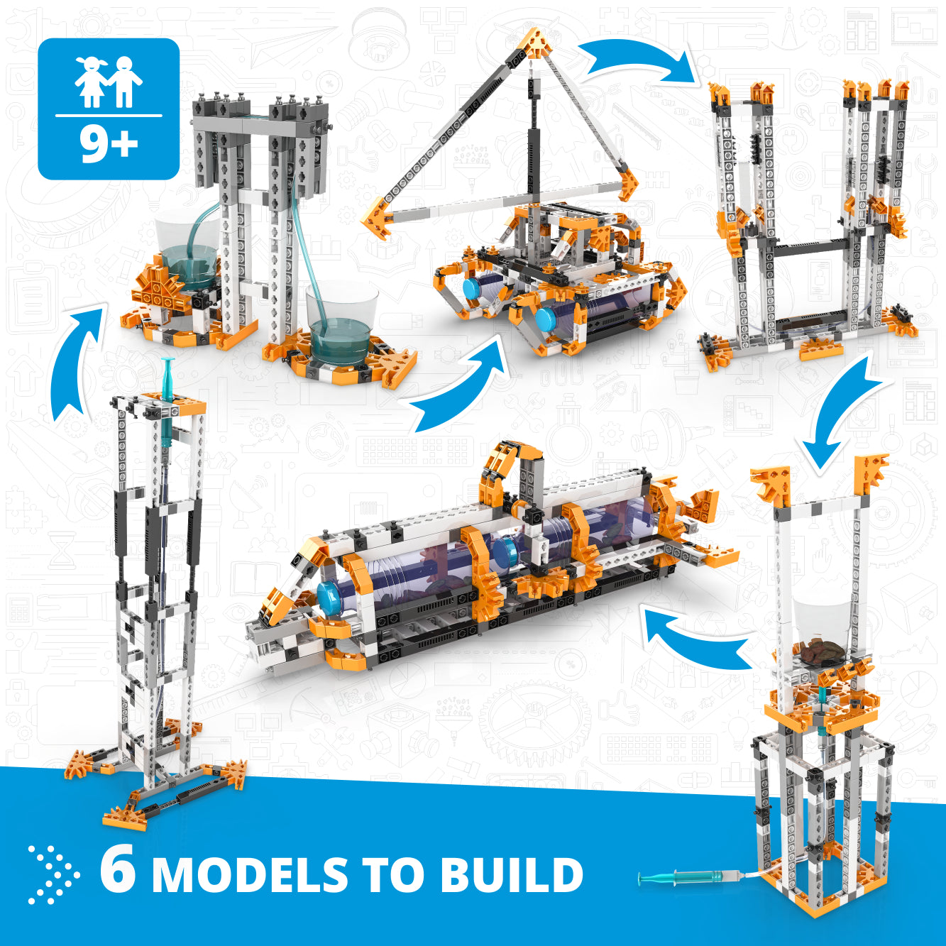 Engino Discovering STEM Fluid Dynamics set constructie 6 modele hidraulica