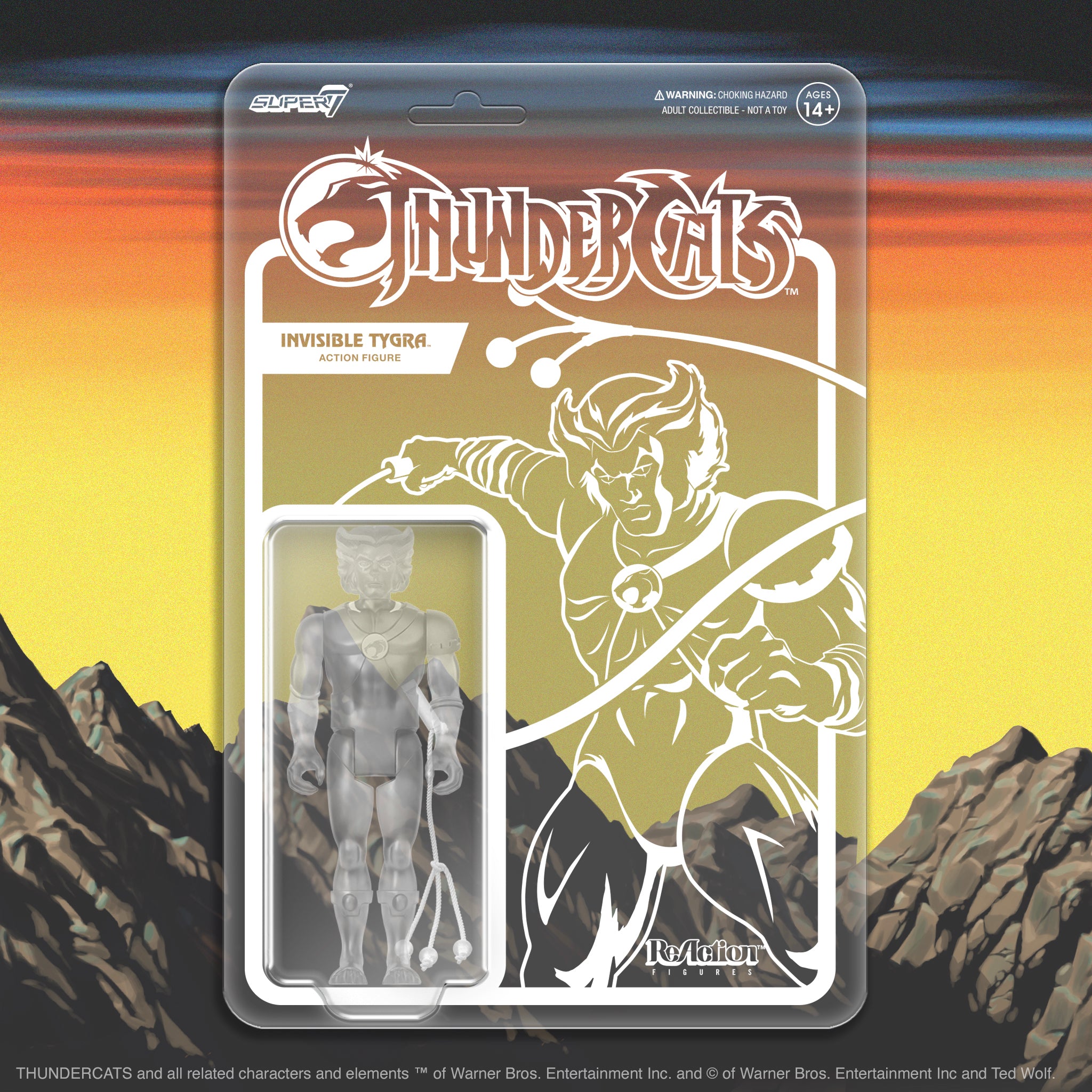 Super7 ThunderCats ReAction Tygra figurina transparenta Clear