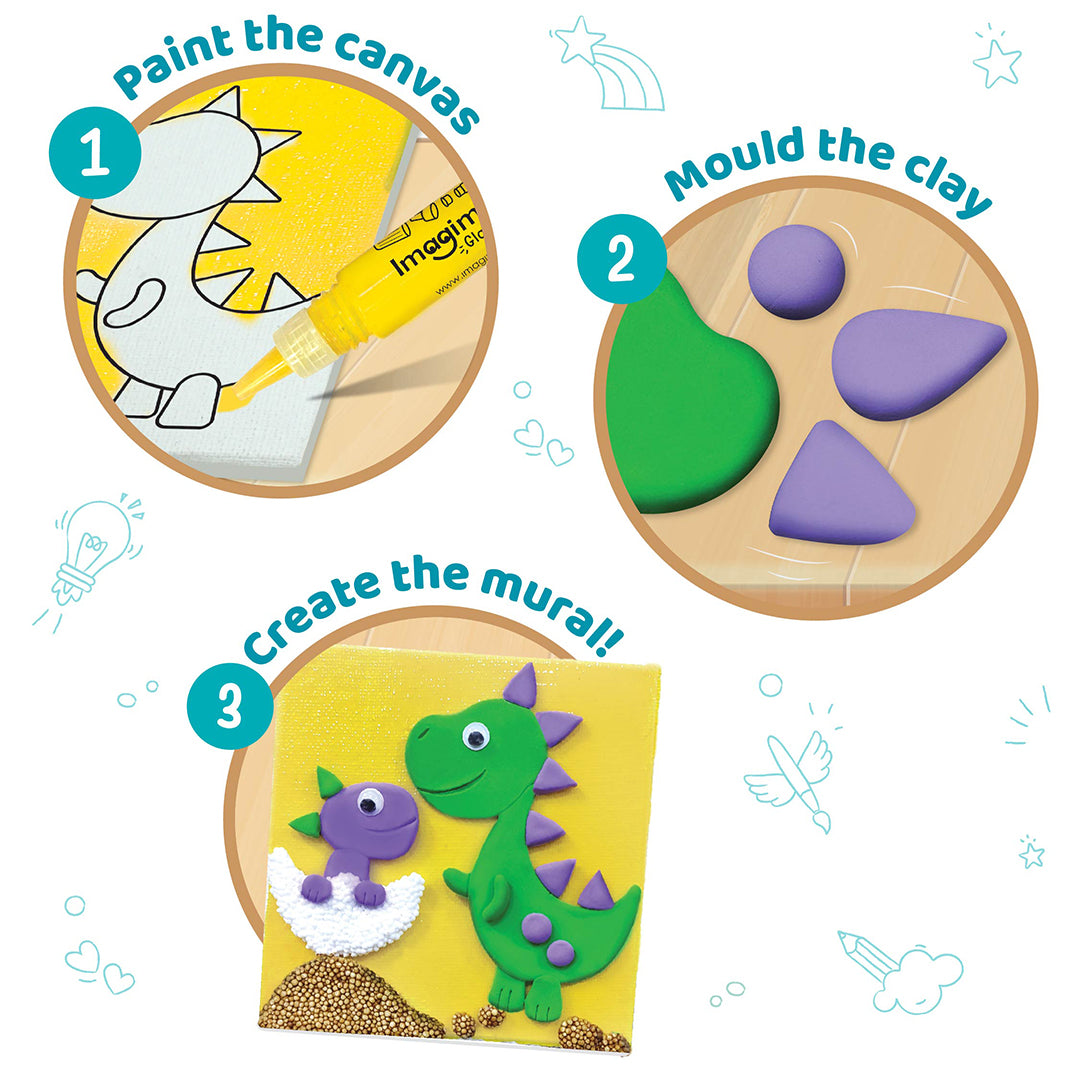 Imagimake Clay Murals Dino set pictura lut dinozauri