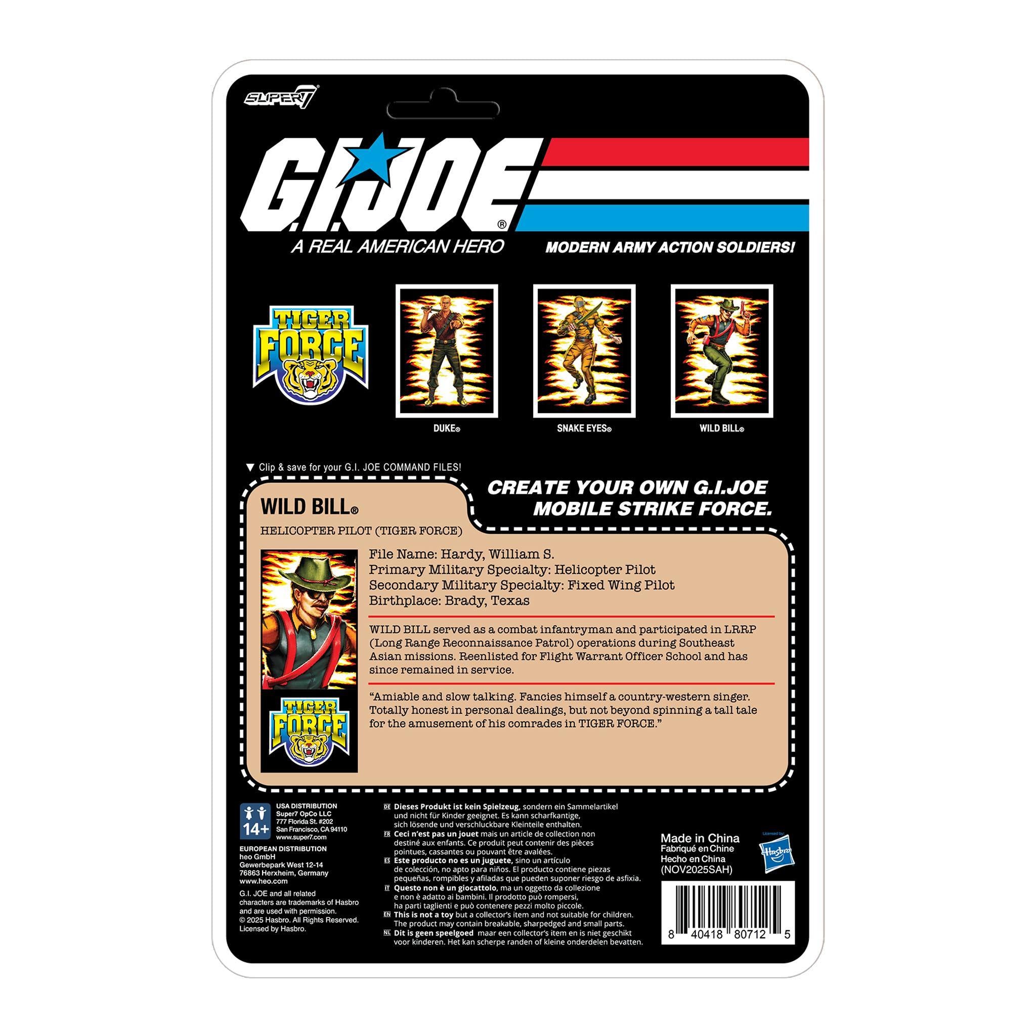 Super7 G.I. Joe ReAction+ figura Wild Bill Tiger Force 4