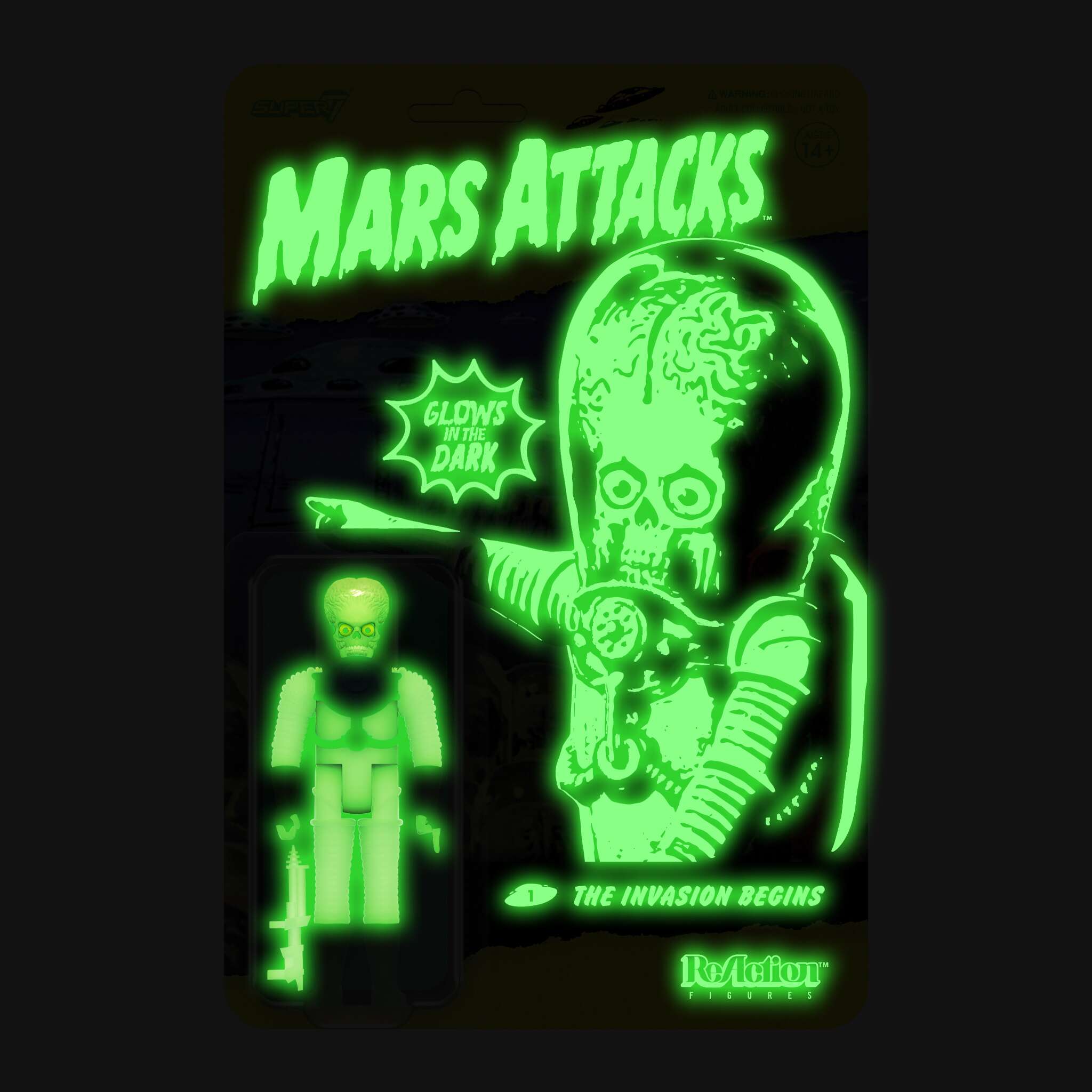 Super7 ReAction Mars Attacks Invasion Begins figurina glow