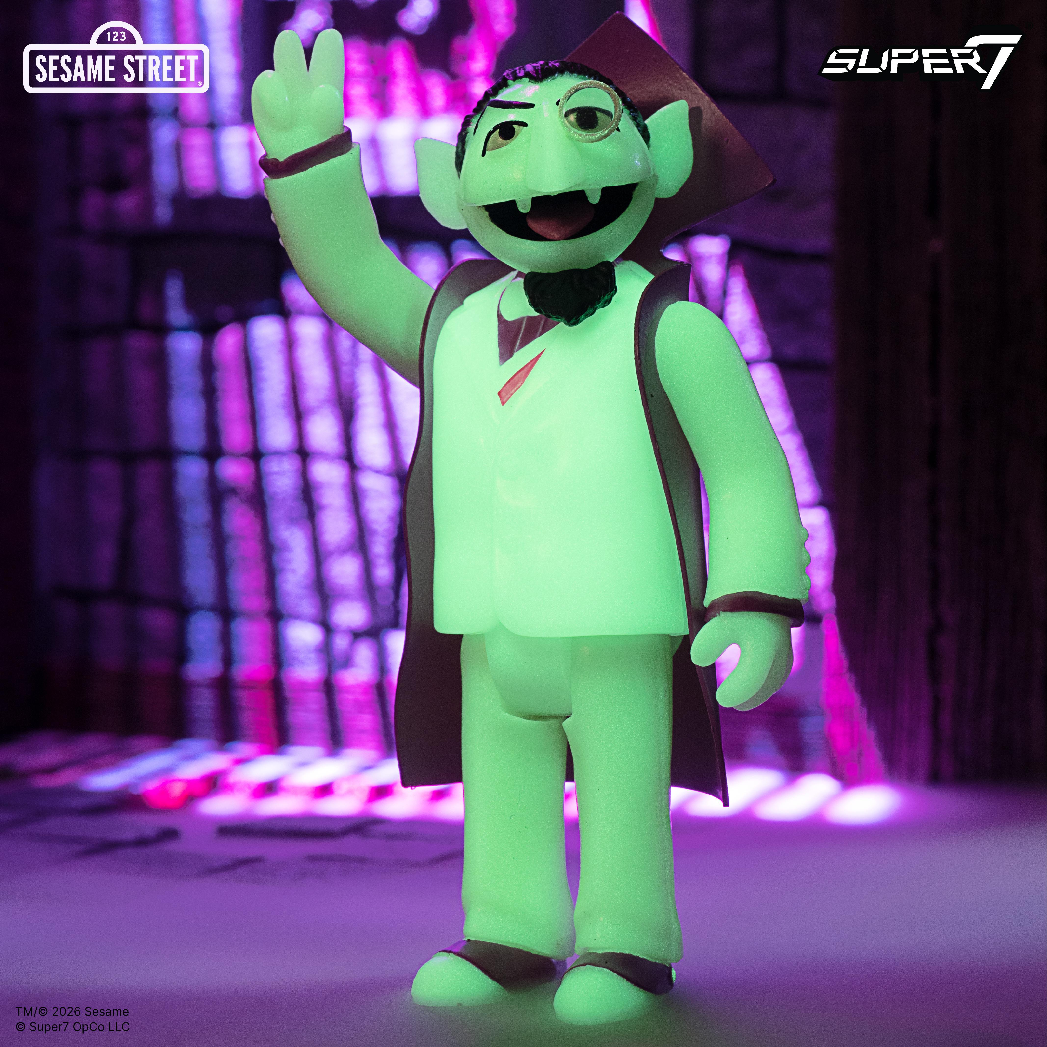 Super7 Sesame Street Count Von Count figurina fosforescenta