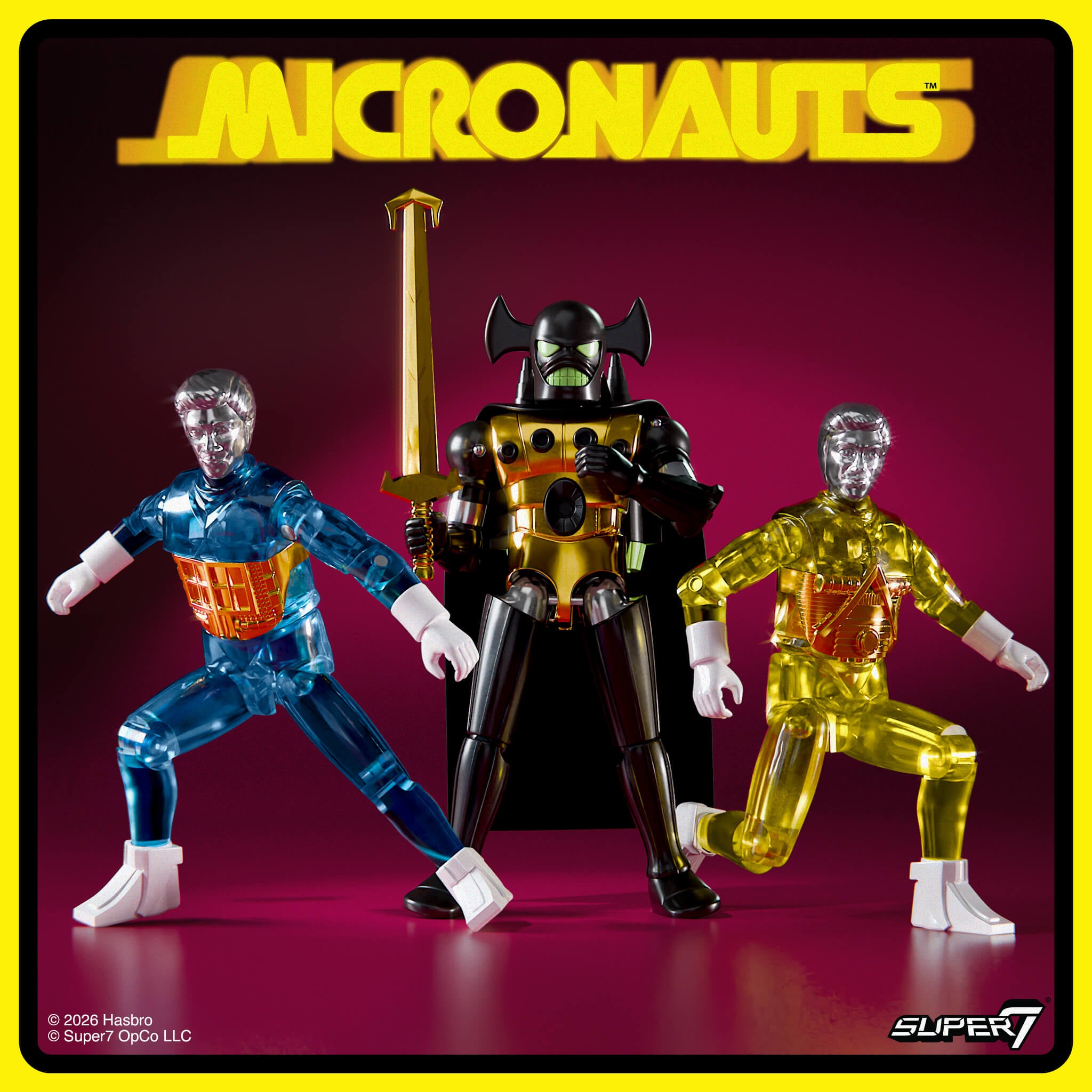 Super7 Micronauts ReAction+ Wave 03 Emperor set 3 figurine translucid