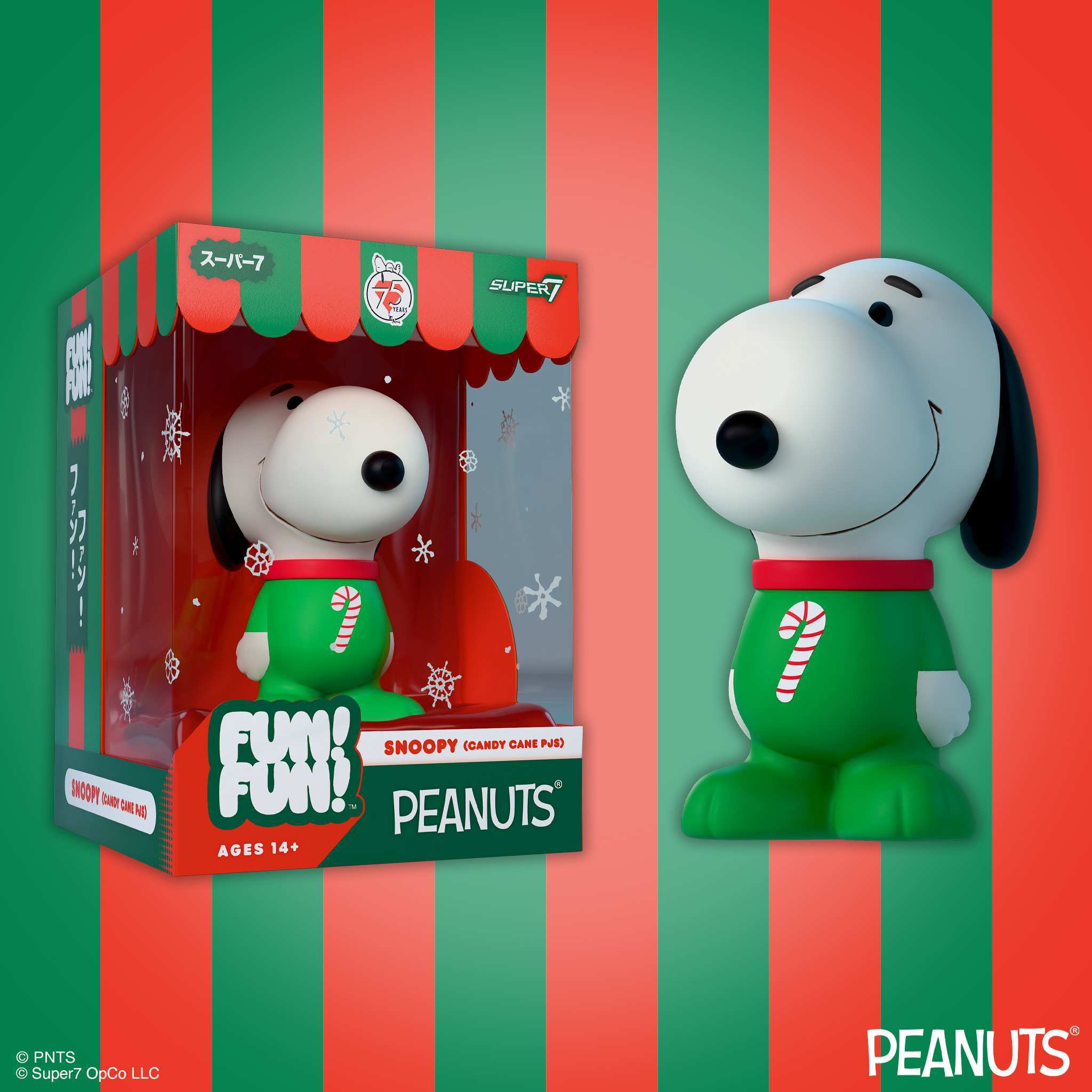 Super7 Peanuts Fun! Fun! Snoopy figurina vinil pijamale verzi