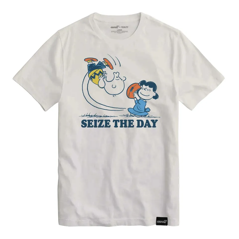 Super7 Peanuts Seize the Day tricou bumbac alb vintage