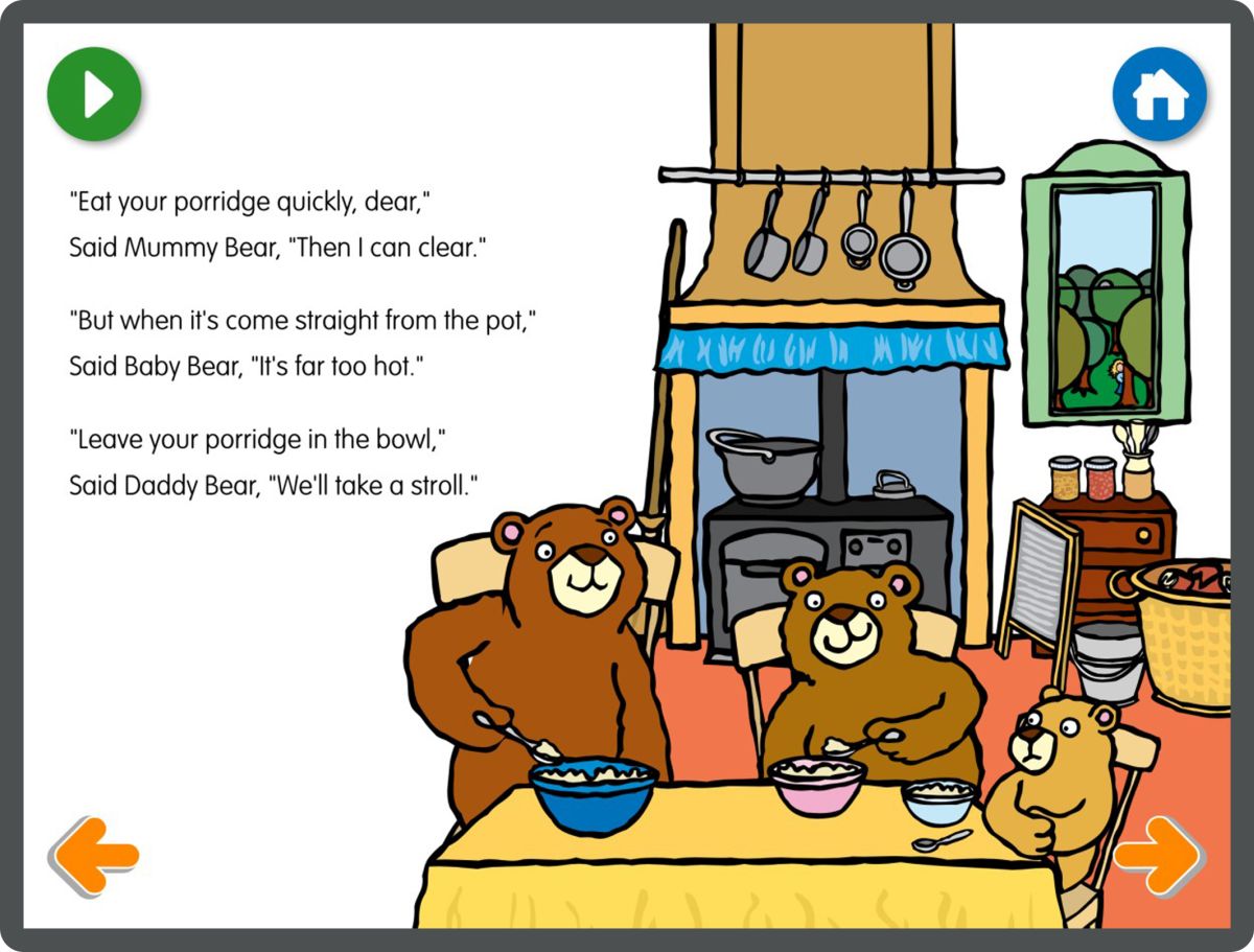 Yellow Door Goldilocks Three Bears aplicatie povesti interactiva