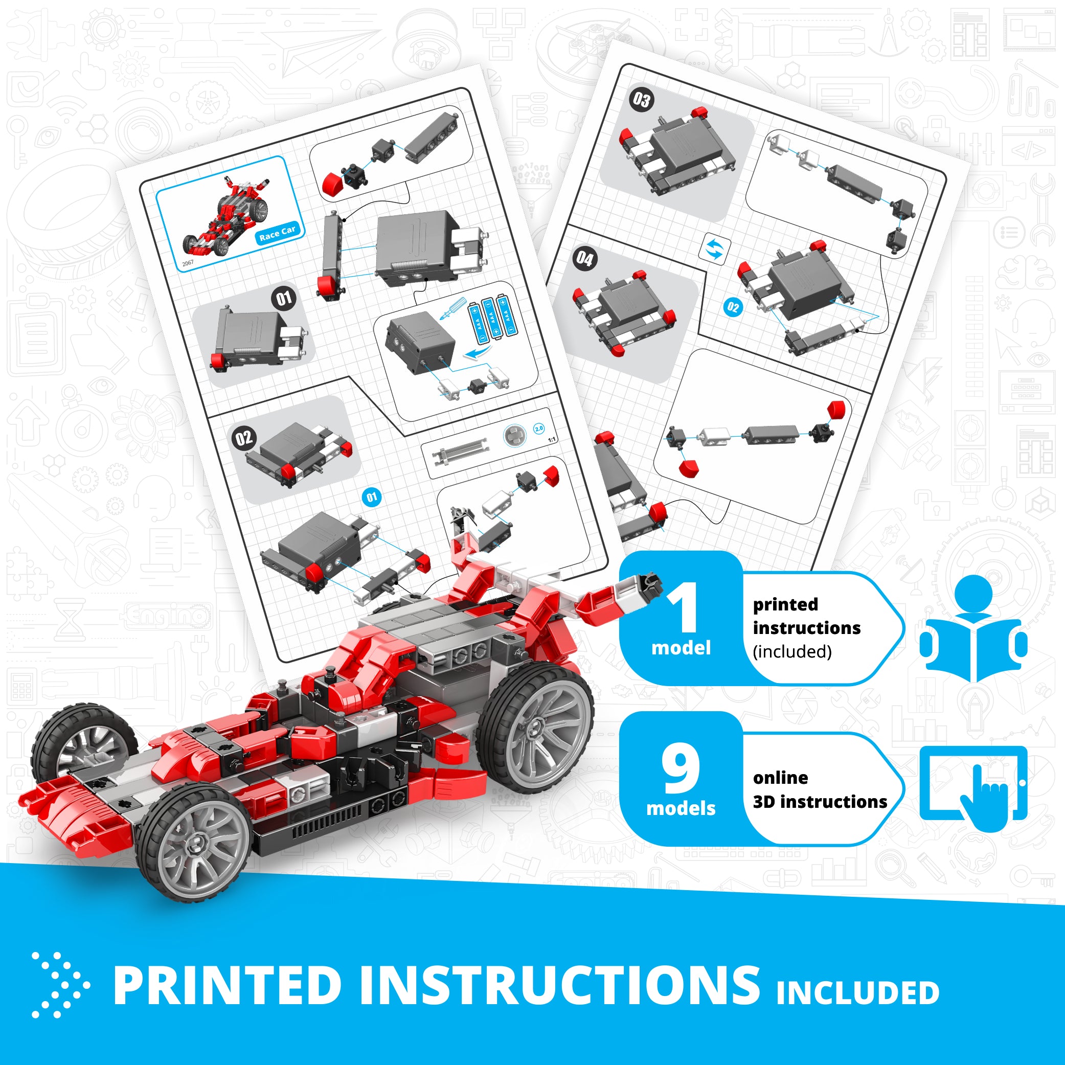 Engino Inventor Race Car set constructie masinuta motor 10 modele