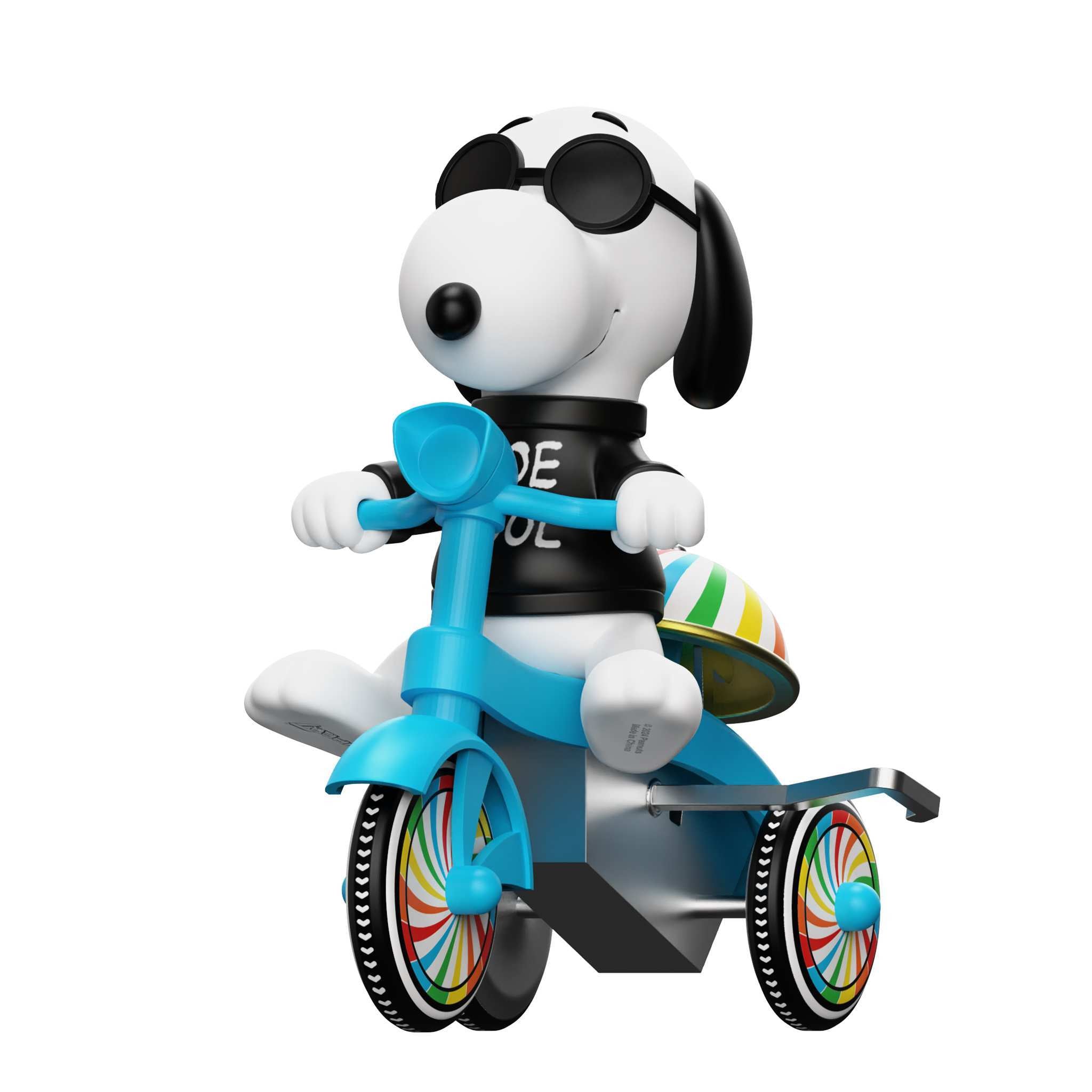 Super7 Peanuts Joe Cool tricicleta cu Snoopy albastra