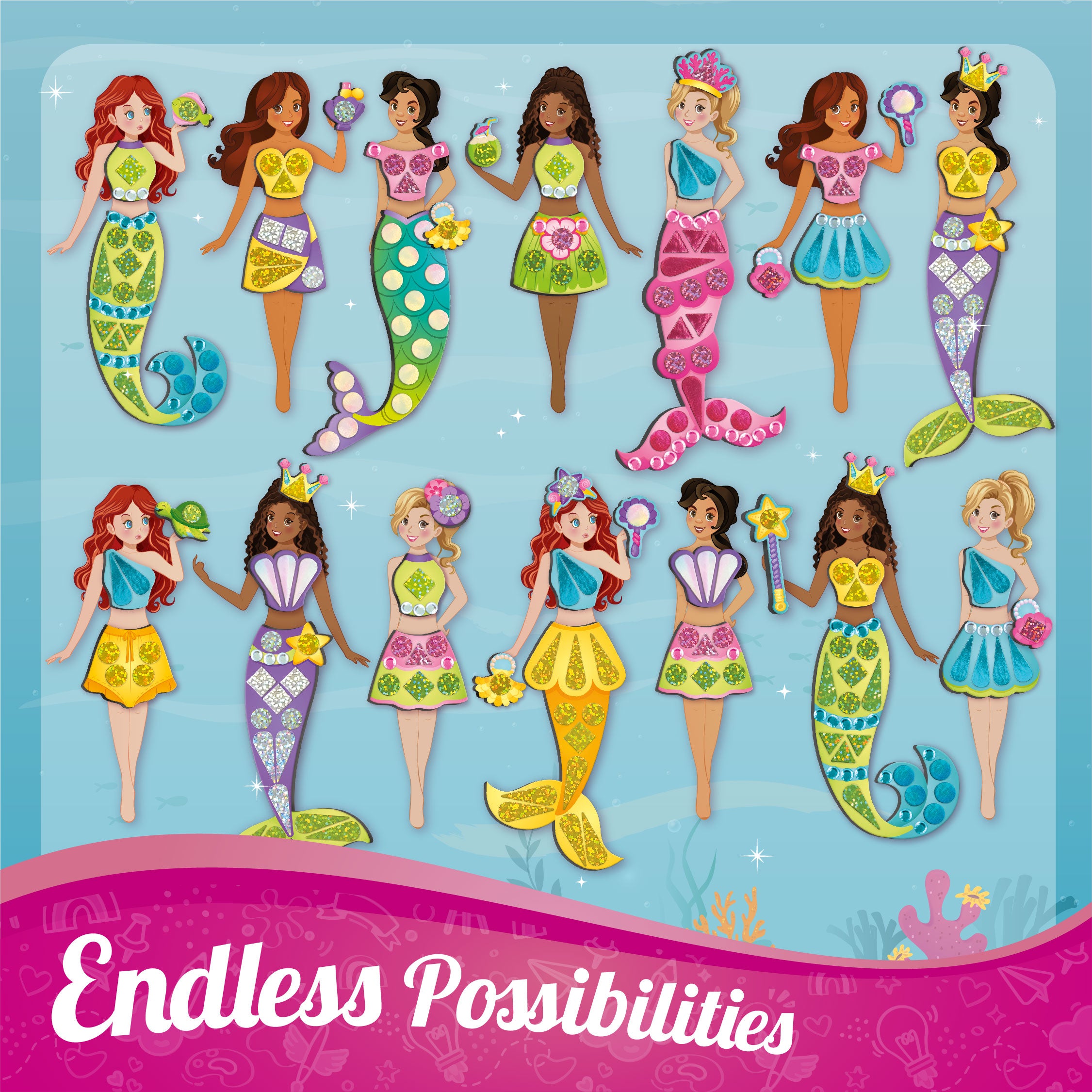 Imagimake Dress Up Mermaid papusa magnetica 30 piese