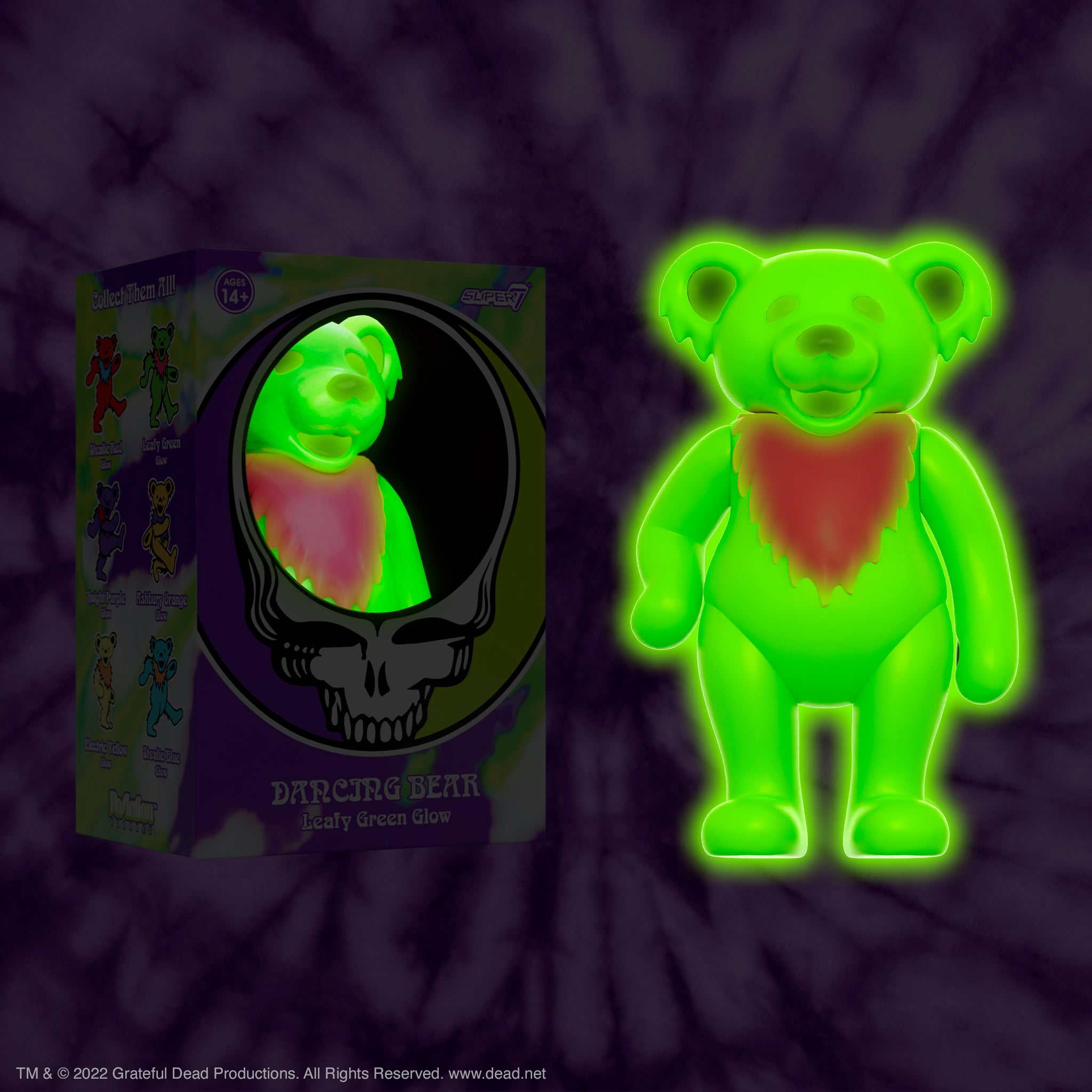 Super7 ReAction Dancing Bear figurina fosforescent verde