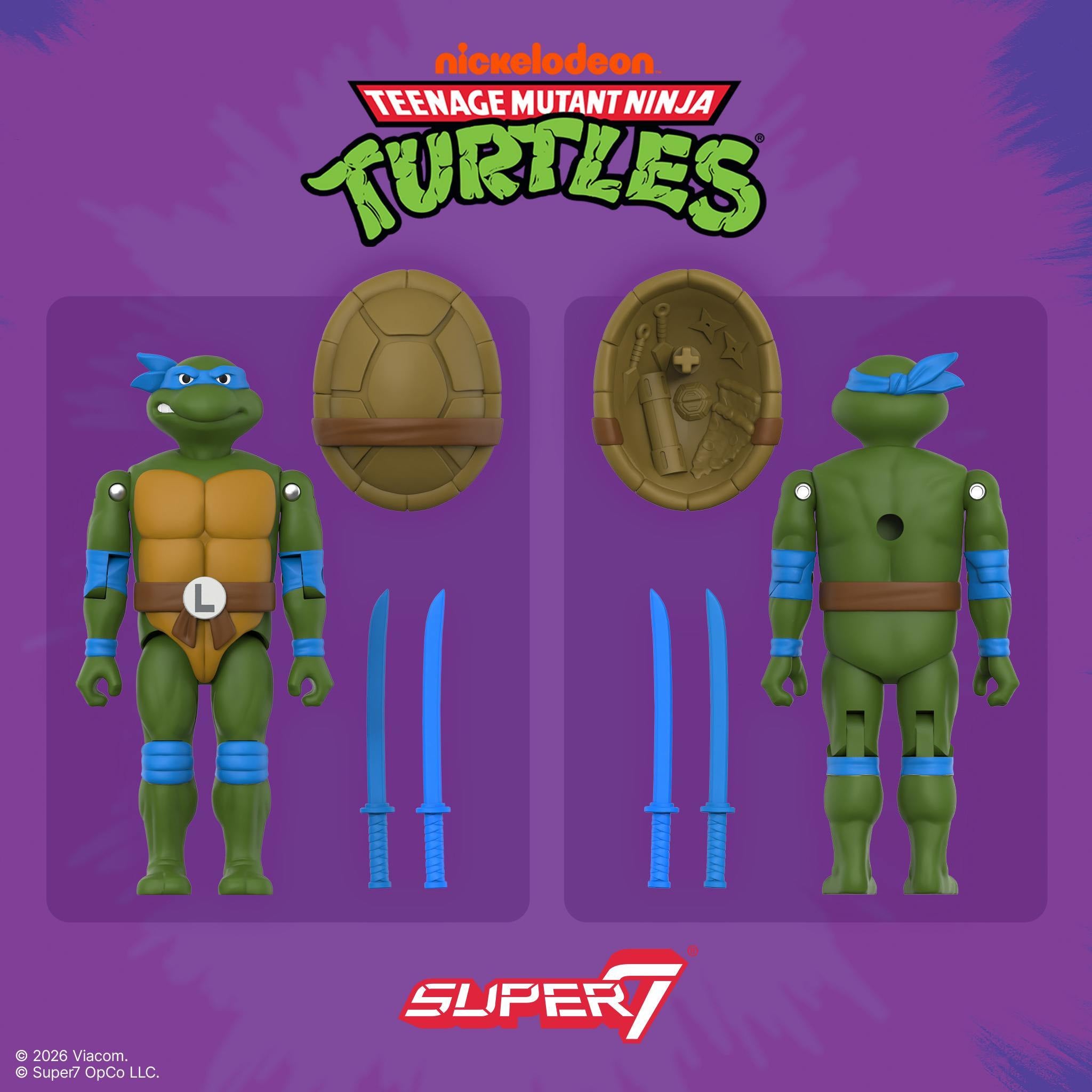 Super7 ReAction+ TMNT set 4 figurine Leonardo Michelangelo