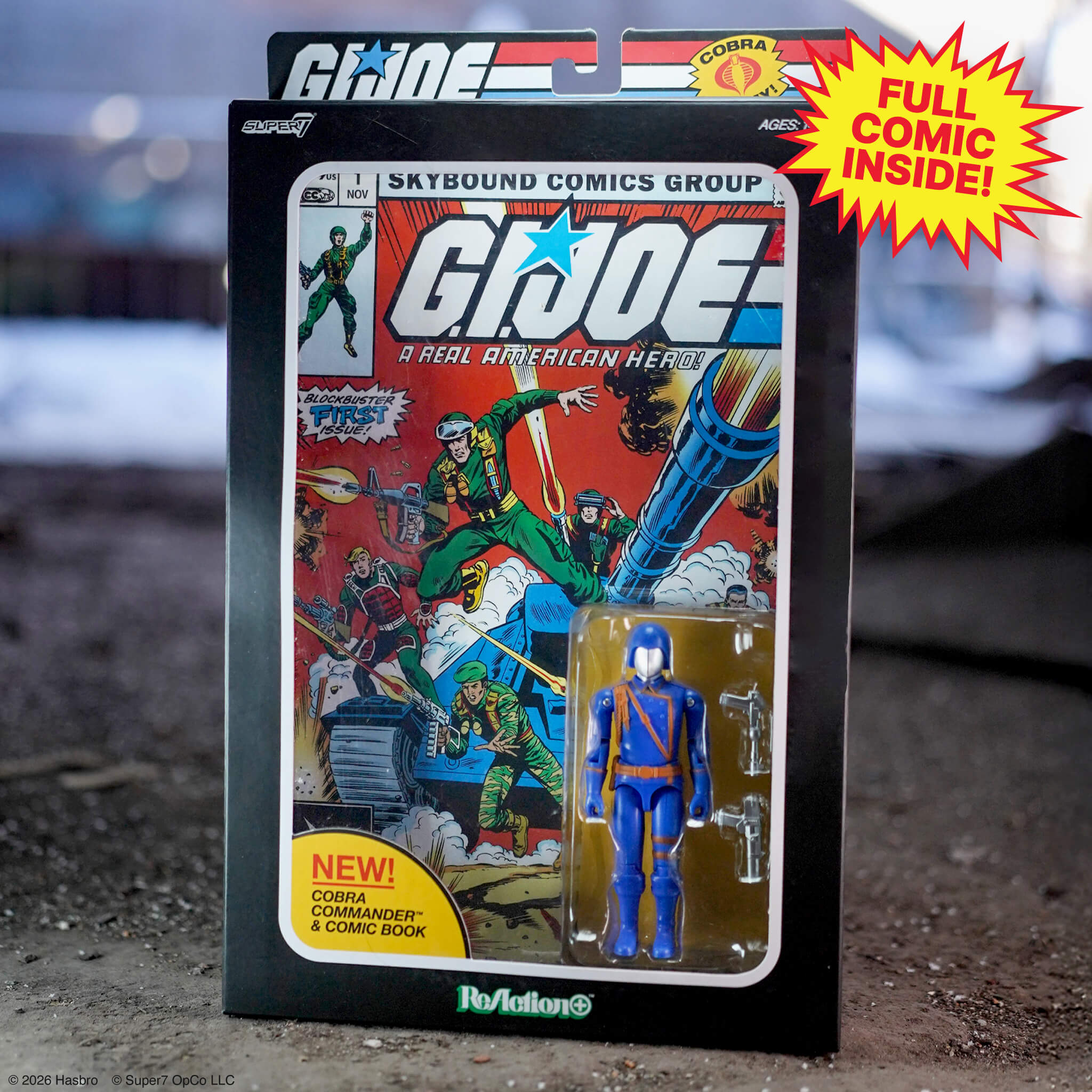 Super7 G.I. Joe ReAction+ Cobra Commander figurina set comic Issue 1