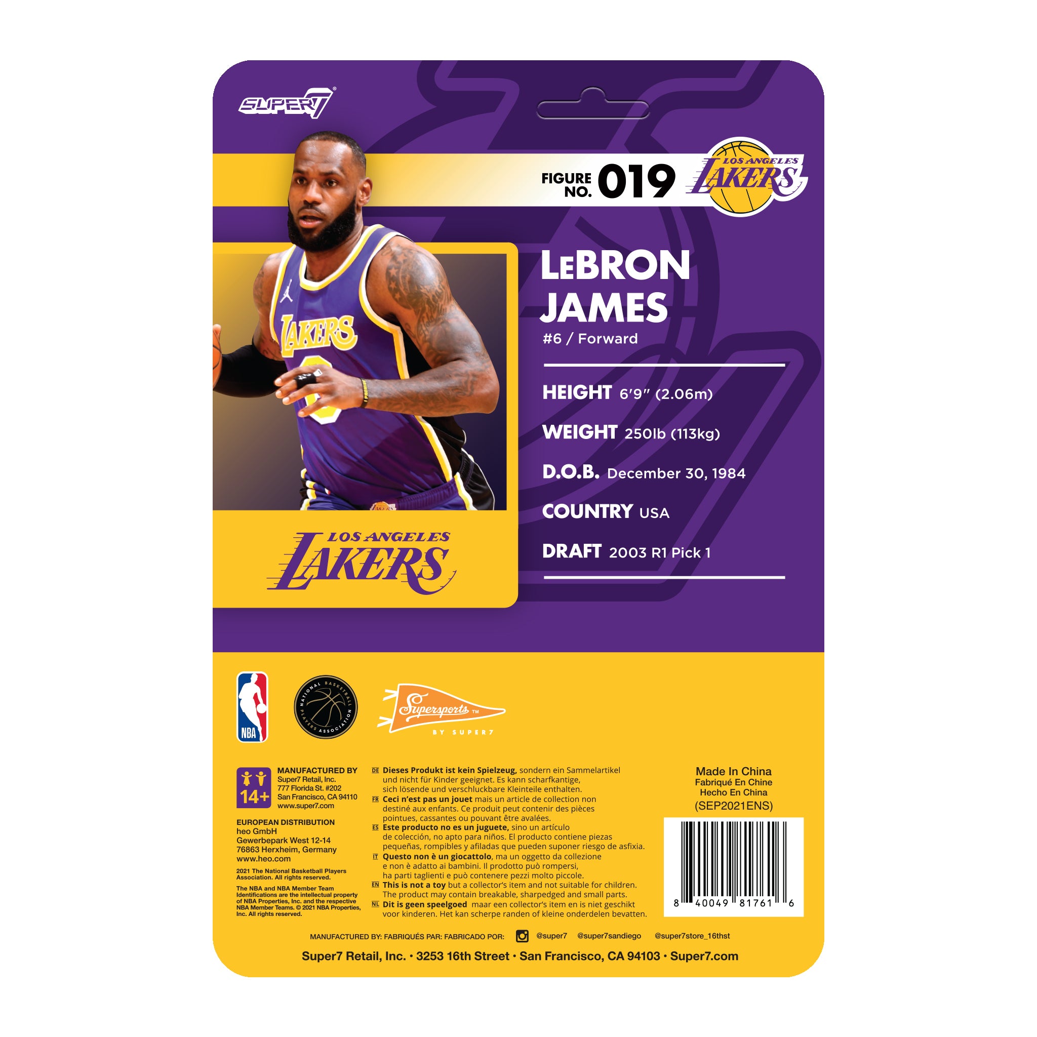 Super7 NBA Supersports Wave 3 LeBron James figurina mov