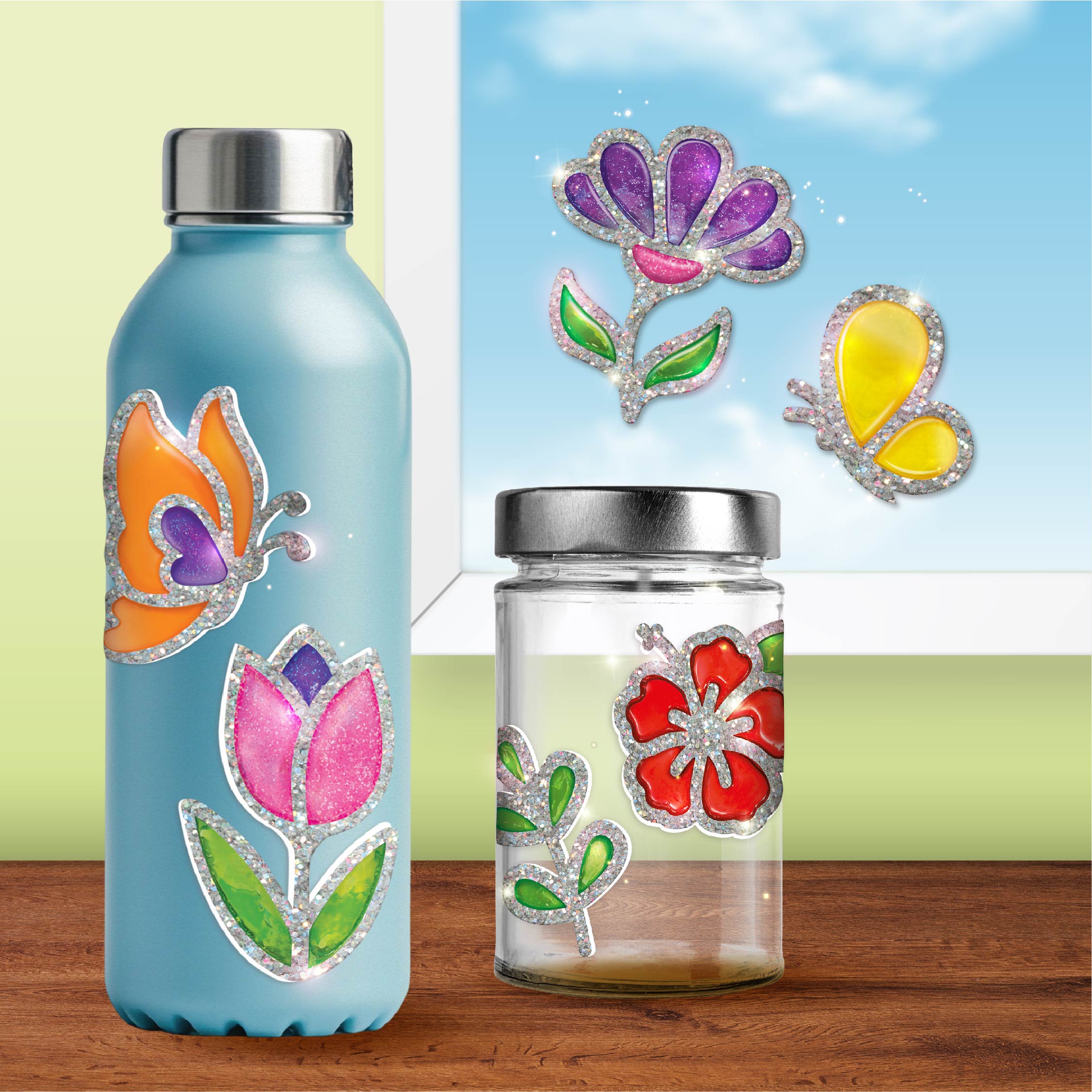 Imagimake Jelly Stickers set stickere 3D fluturi flori