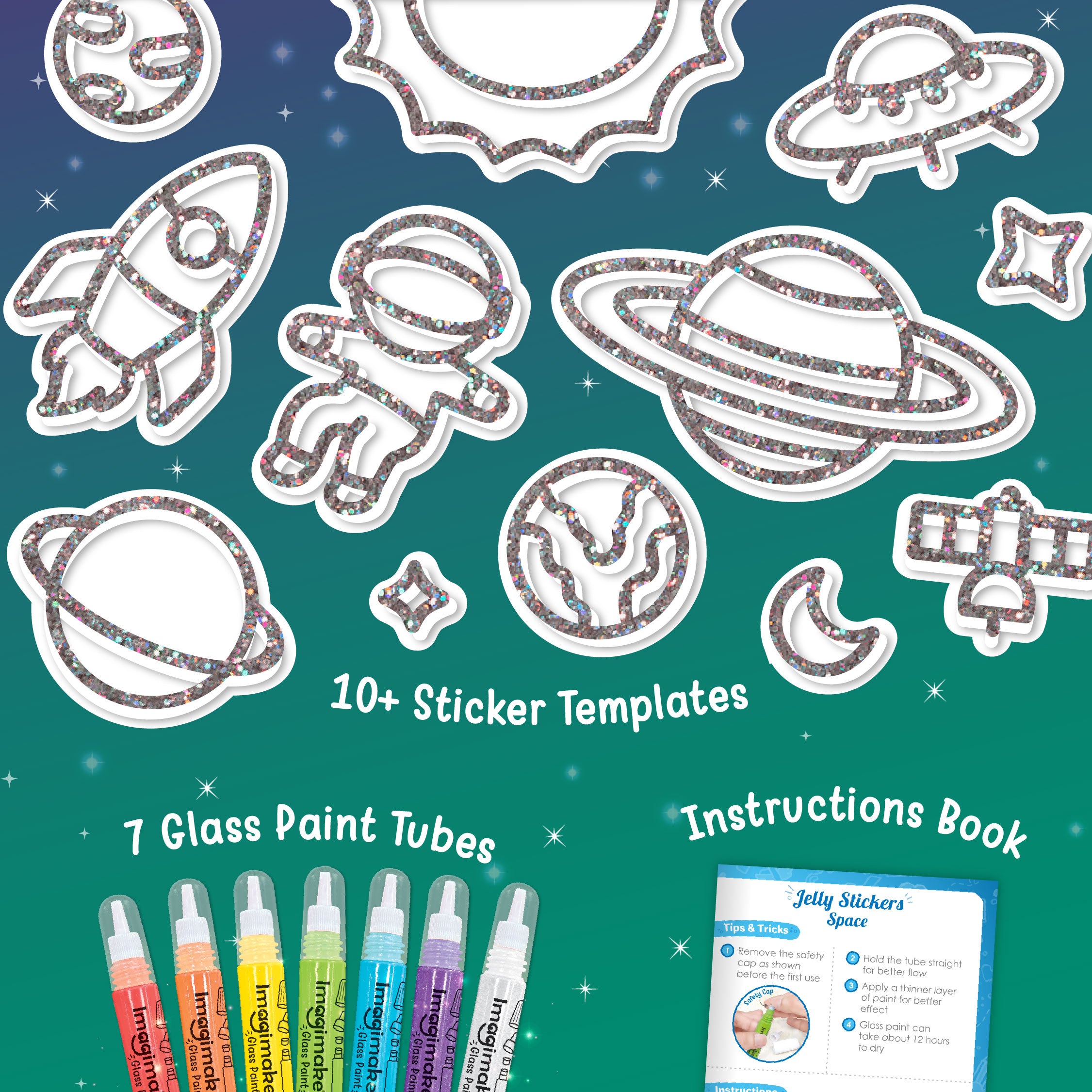 Imagimake Jelly Sticker Space set stickere 10 sabloane 3 ani+