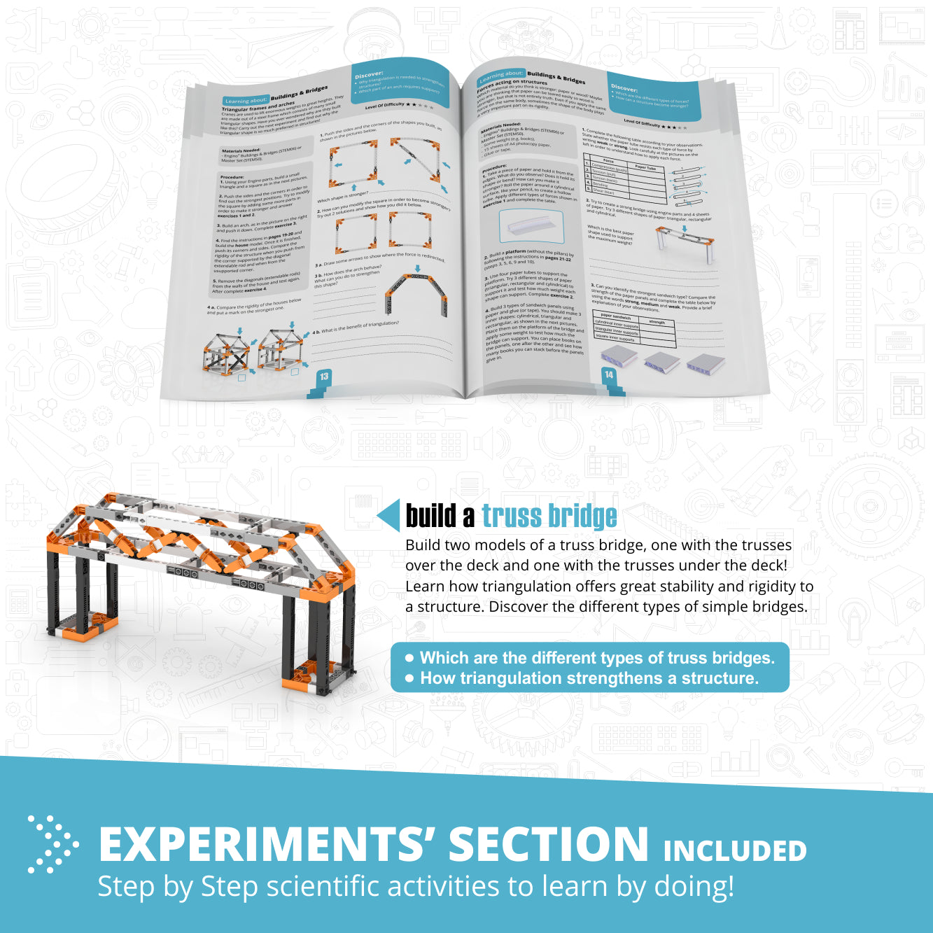 Engino Discovering STEM Buildings Bridges set poduri 9 modele