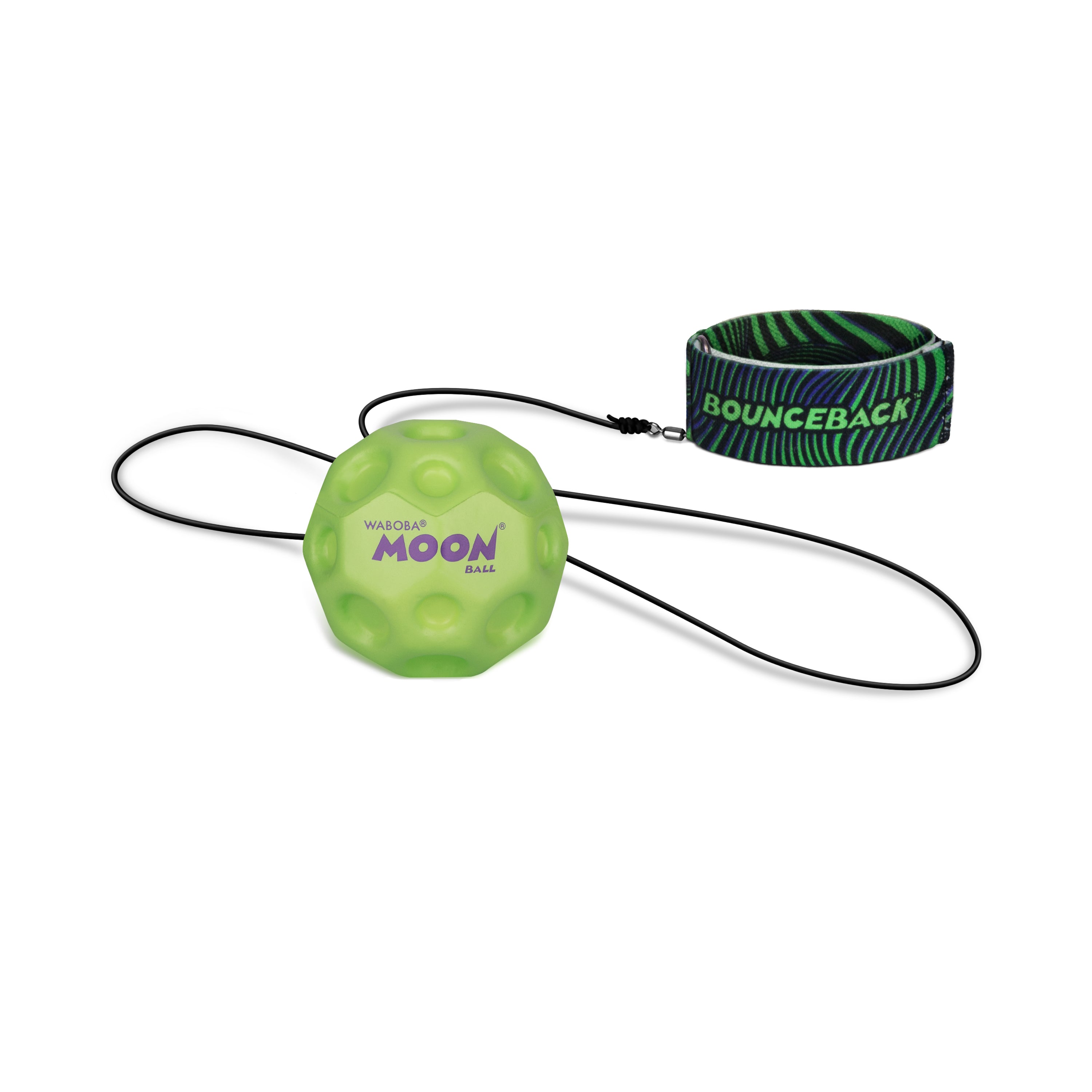 Waboba Bounceback Moon Ball minge elastic negru încheietură
