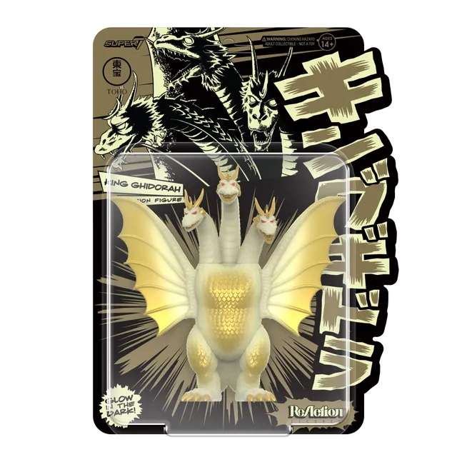 Super7 Toho ReAction King Ghidorah figurina fosforescenta