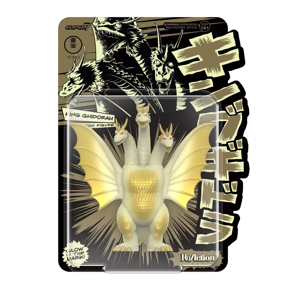 Super7 Toho ReAction King Ghidorah figurina fosforescenta