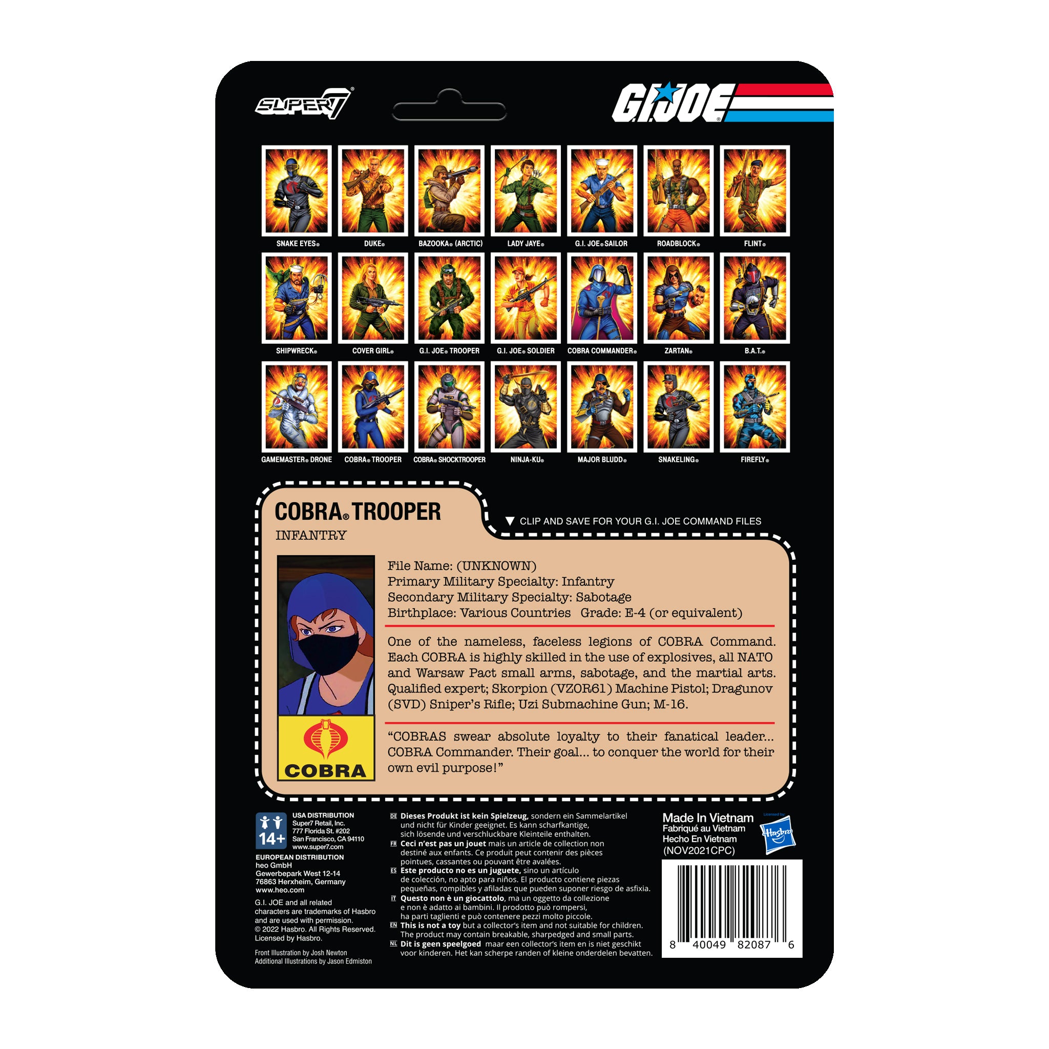 Super7 G.I. Joe ReAction Cobra Female Trooper figurină păr negru