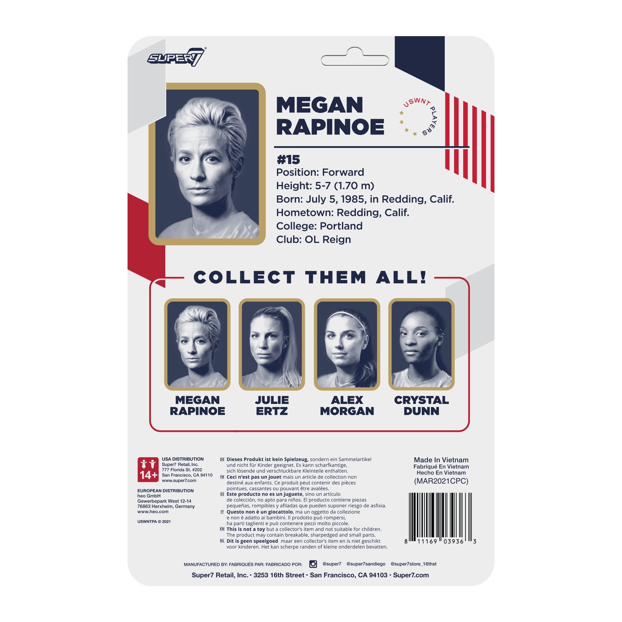 Super7 Supersports Megan Rapinoe figurina 9,5 cm fotbal