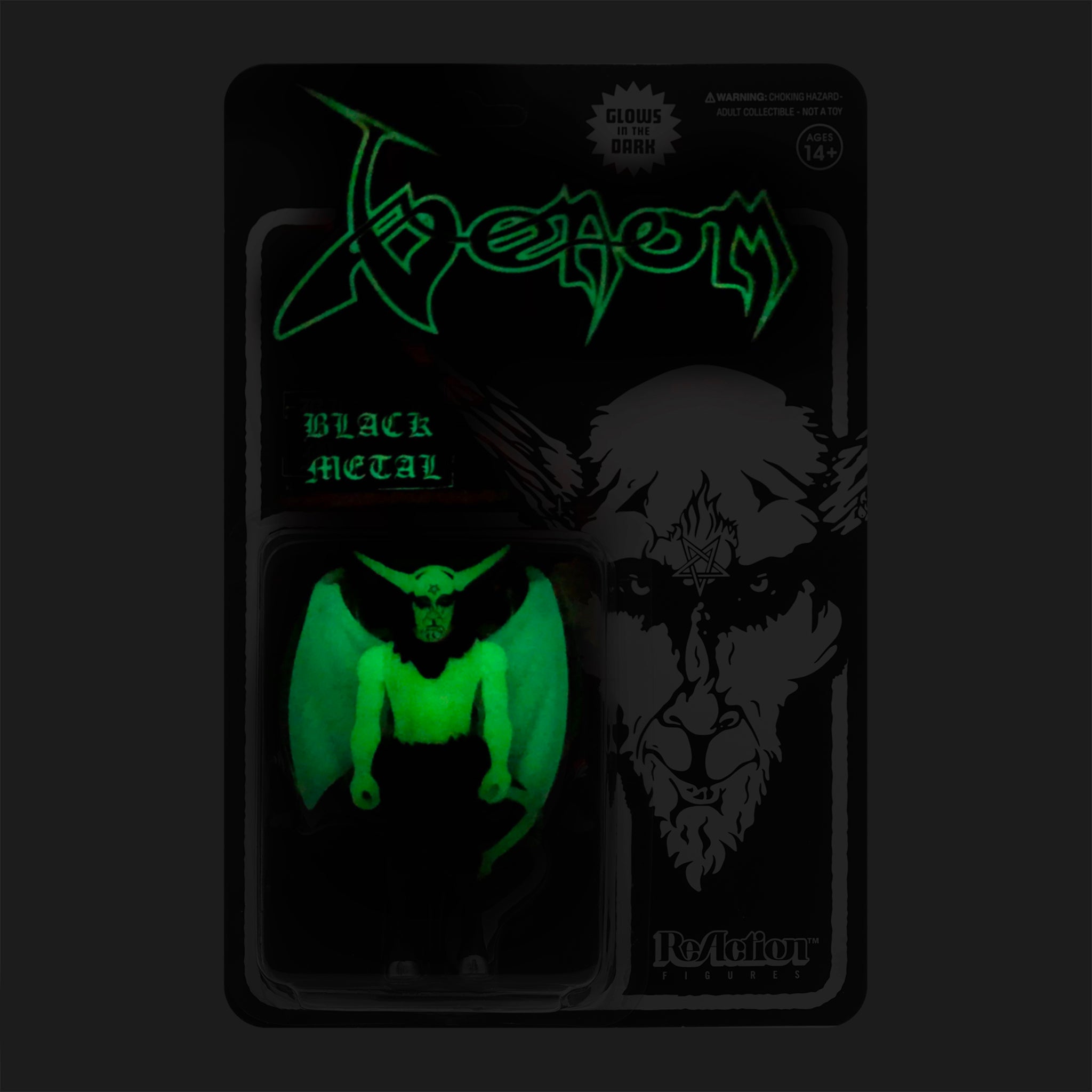 Super7 Venom Black Metal ReAction figurina fosforescenta