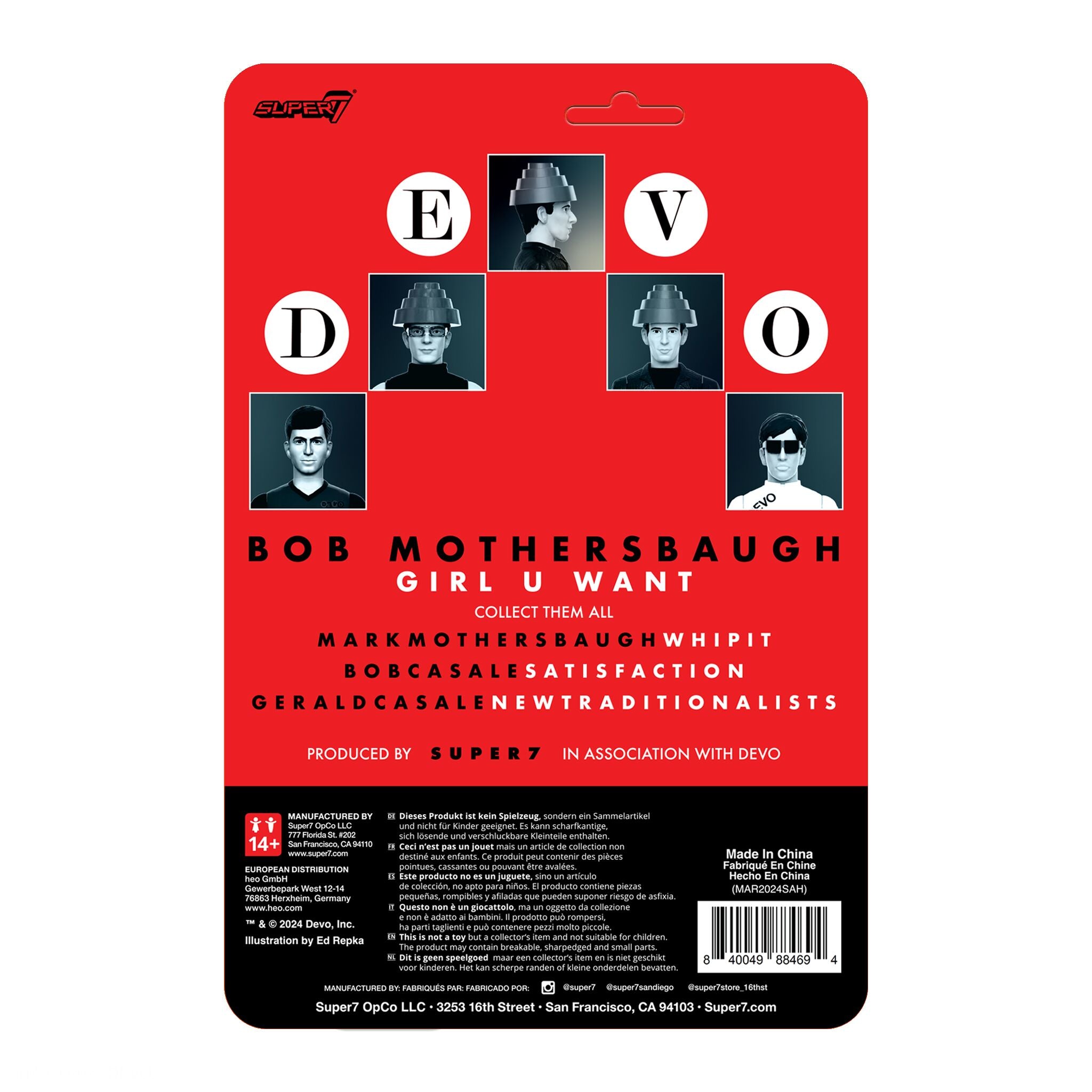 Super7 ReAction Devo Bob Mothersbaugh figurina