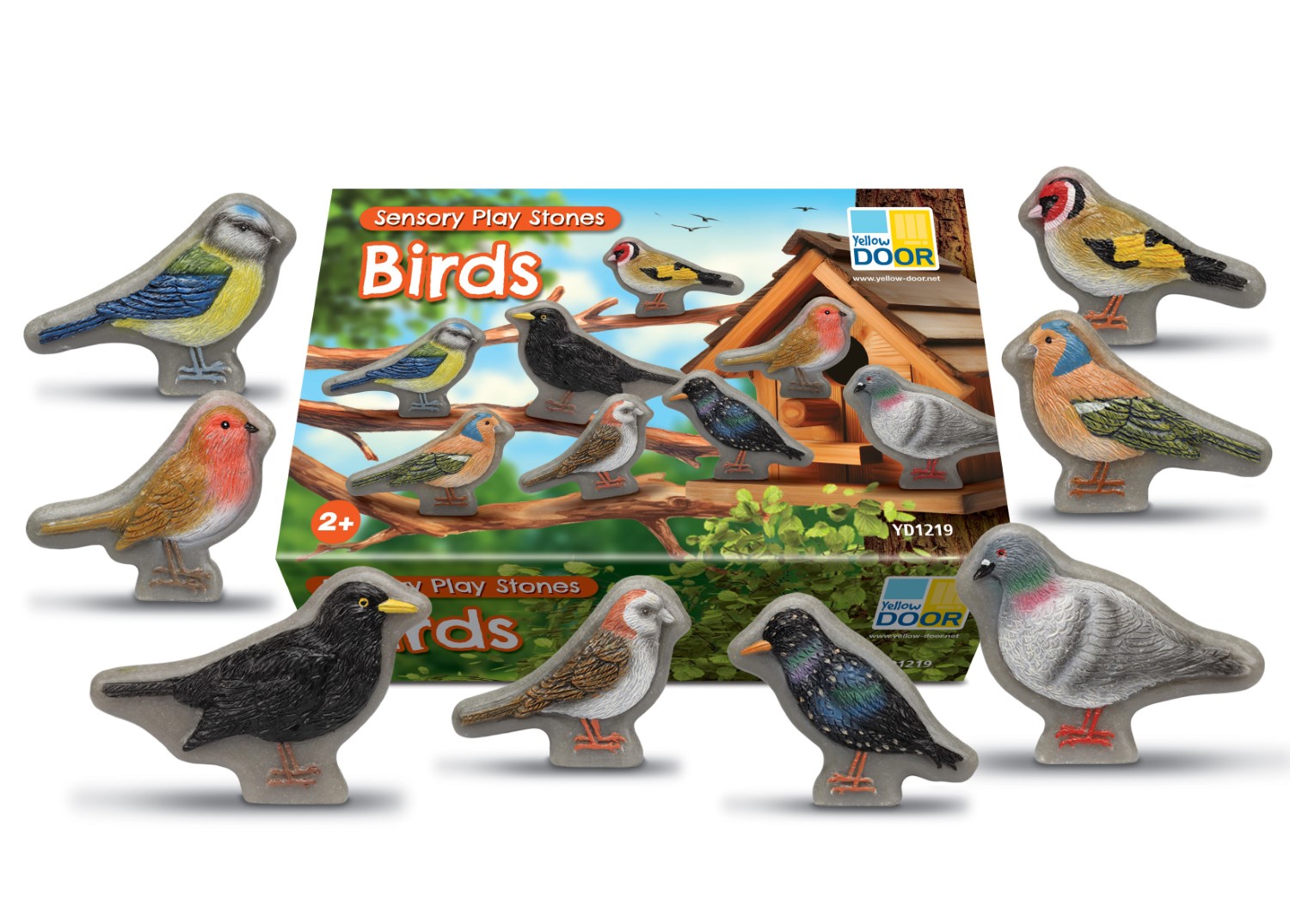 Yellow Door Birds pietre senzoriale păsări 8 bucăți