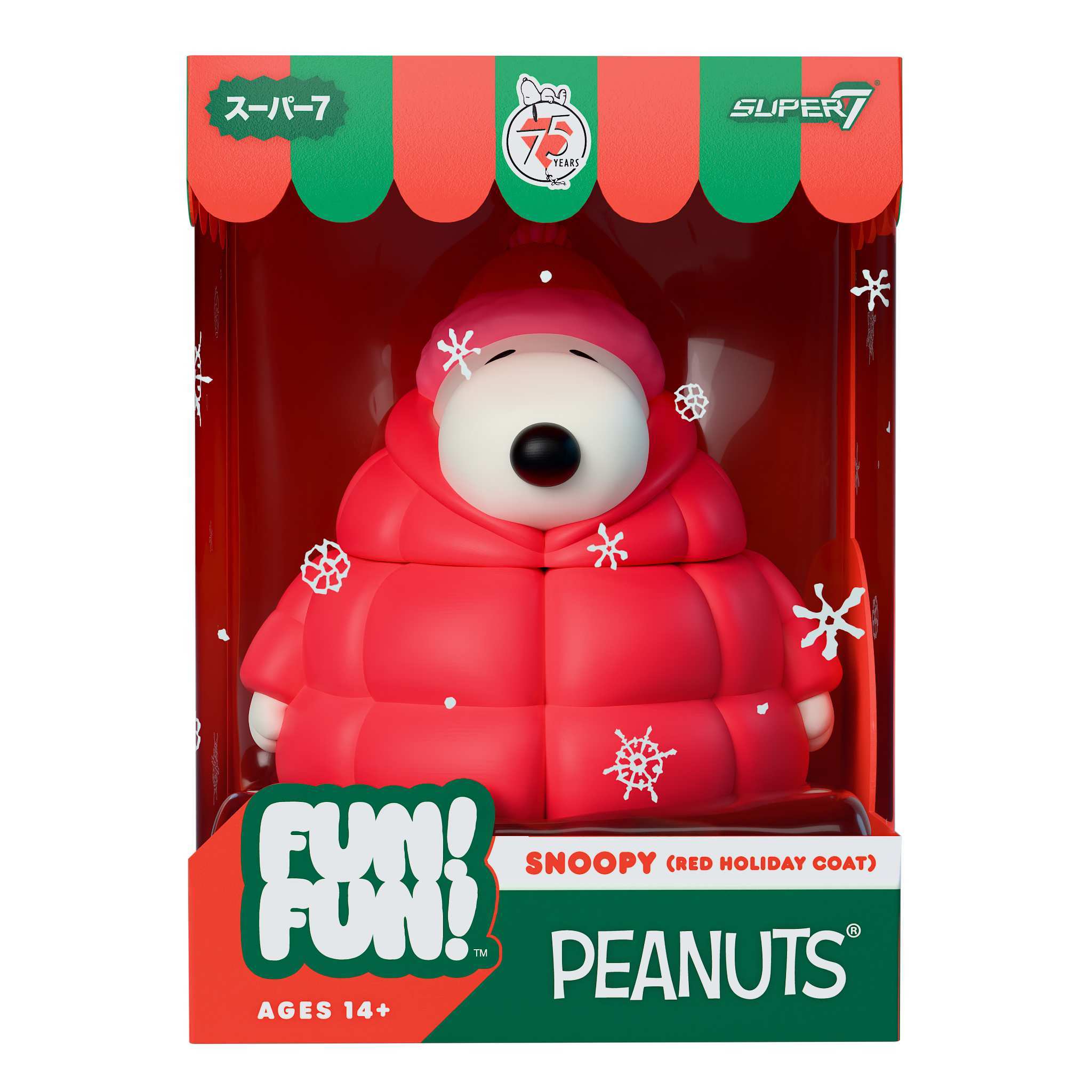 Super7 Peanuts Fun Fun Snoopy Red Holiday Coat figurina 12,7cm