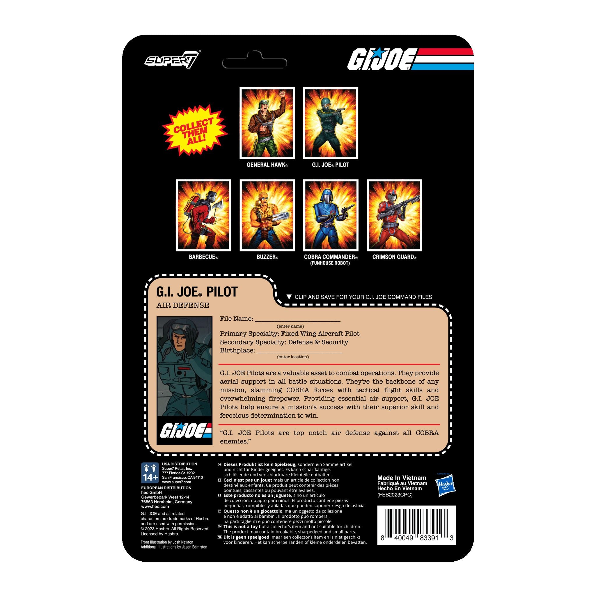 Super7 G.I. Joe ReAction Wave 7 Joe Pilot Facemask figurina cu masca