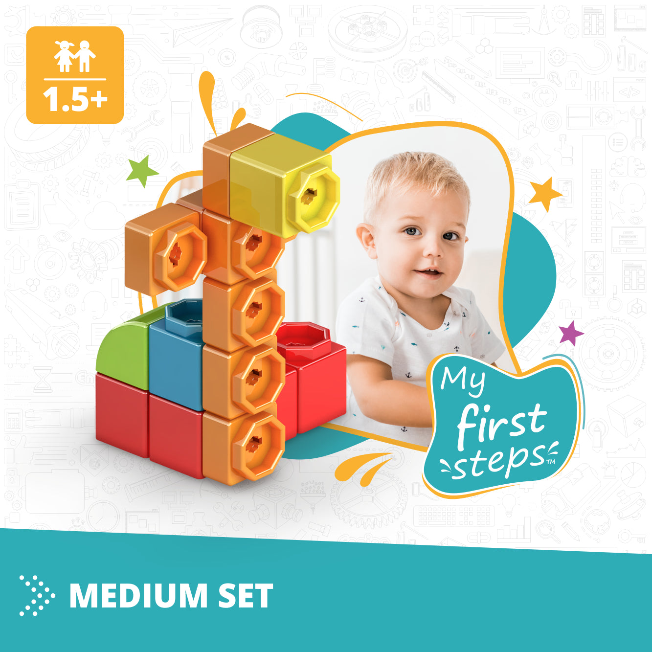 Engino Baby Qboidz set constructie 1,5+ ani tub mediu