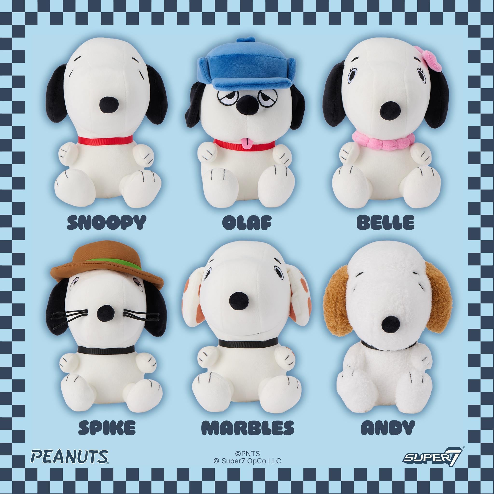 Super7 Peanuts set 6 plușuri 20cm Snoopy și frații