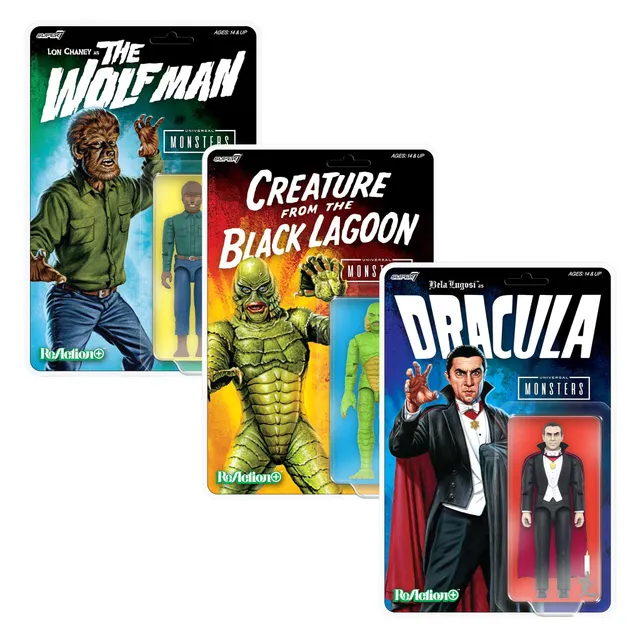 Super7 ReAction+ Universal Monsters Wave 1 set 3 figurine horror