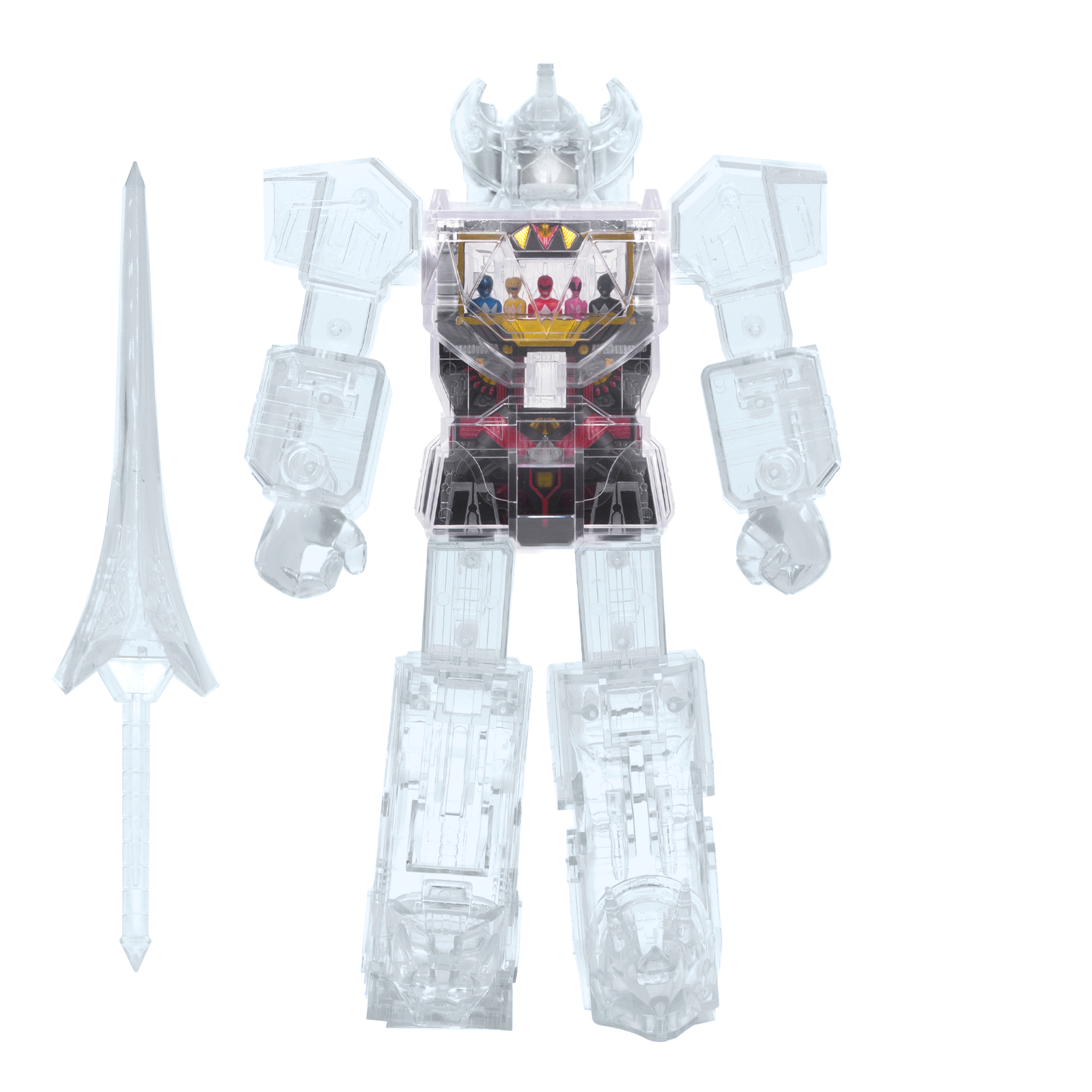 Super7 Super Cyborg Megazord figurina transparent 28 cm