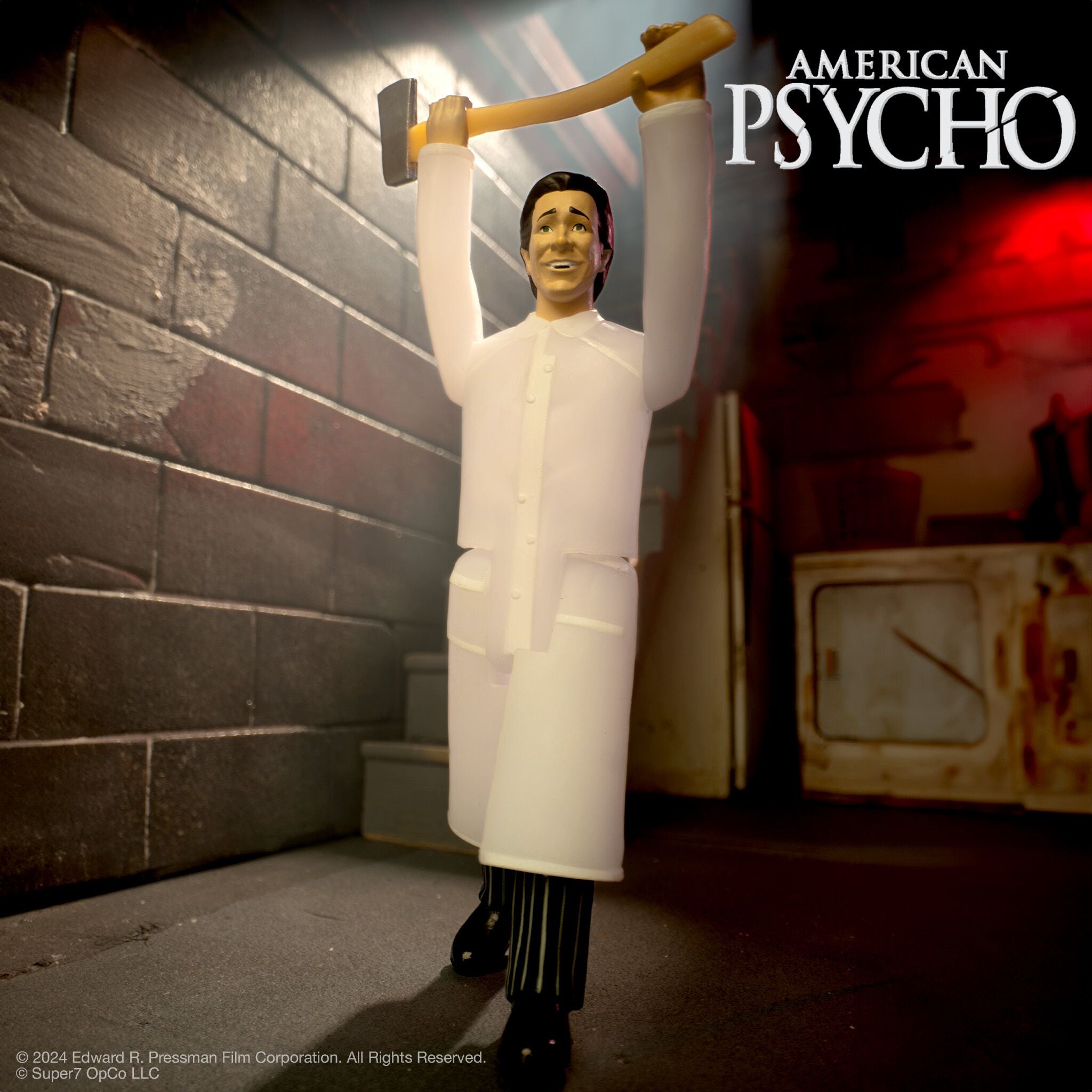 Super7 ReAction Wave 01 Patrick Bateman figurina raincoat