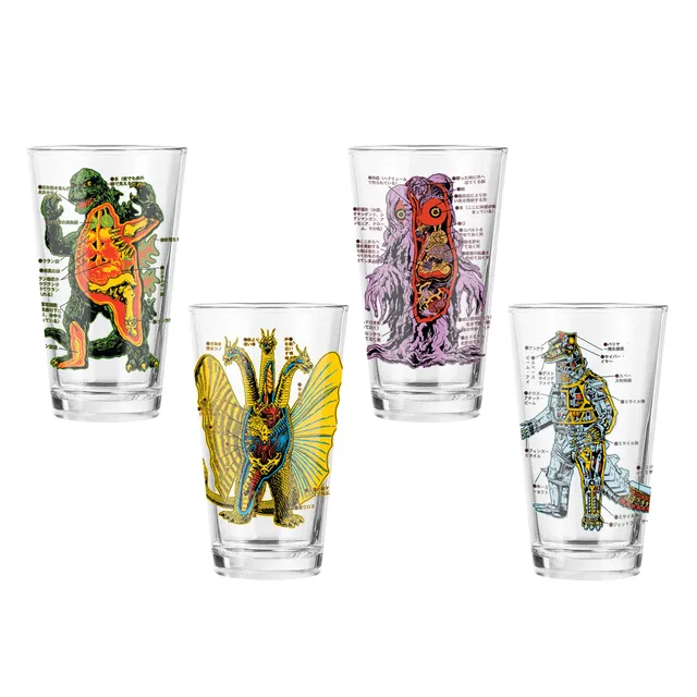 Super7 Toho Anatomical Kaiju set 4 pahare 473 ml