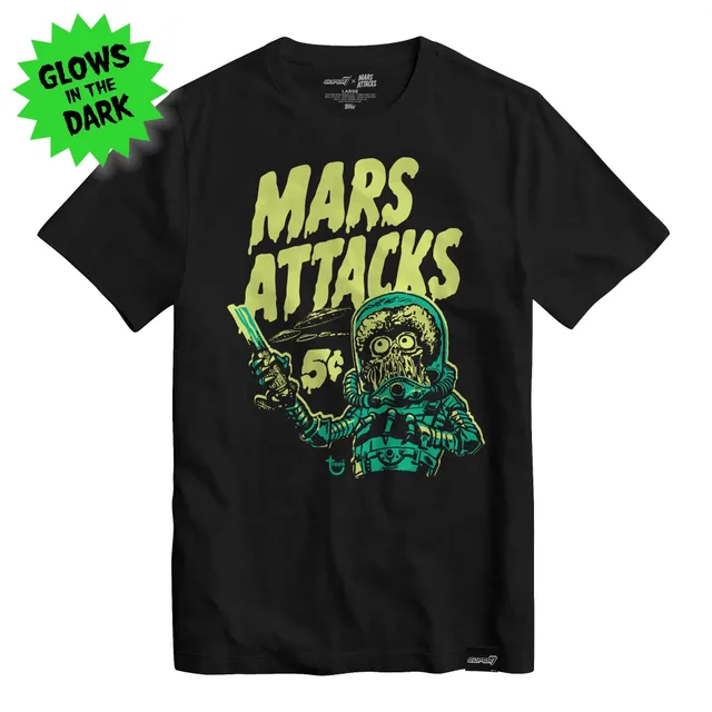 Super7 Mars Attacks Wax Wrapper tricou negru fosforescent