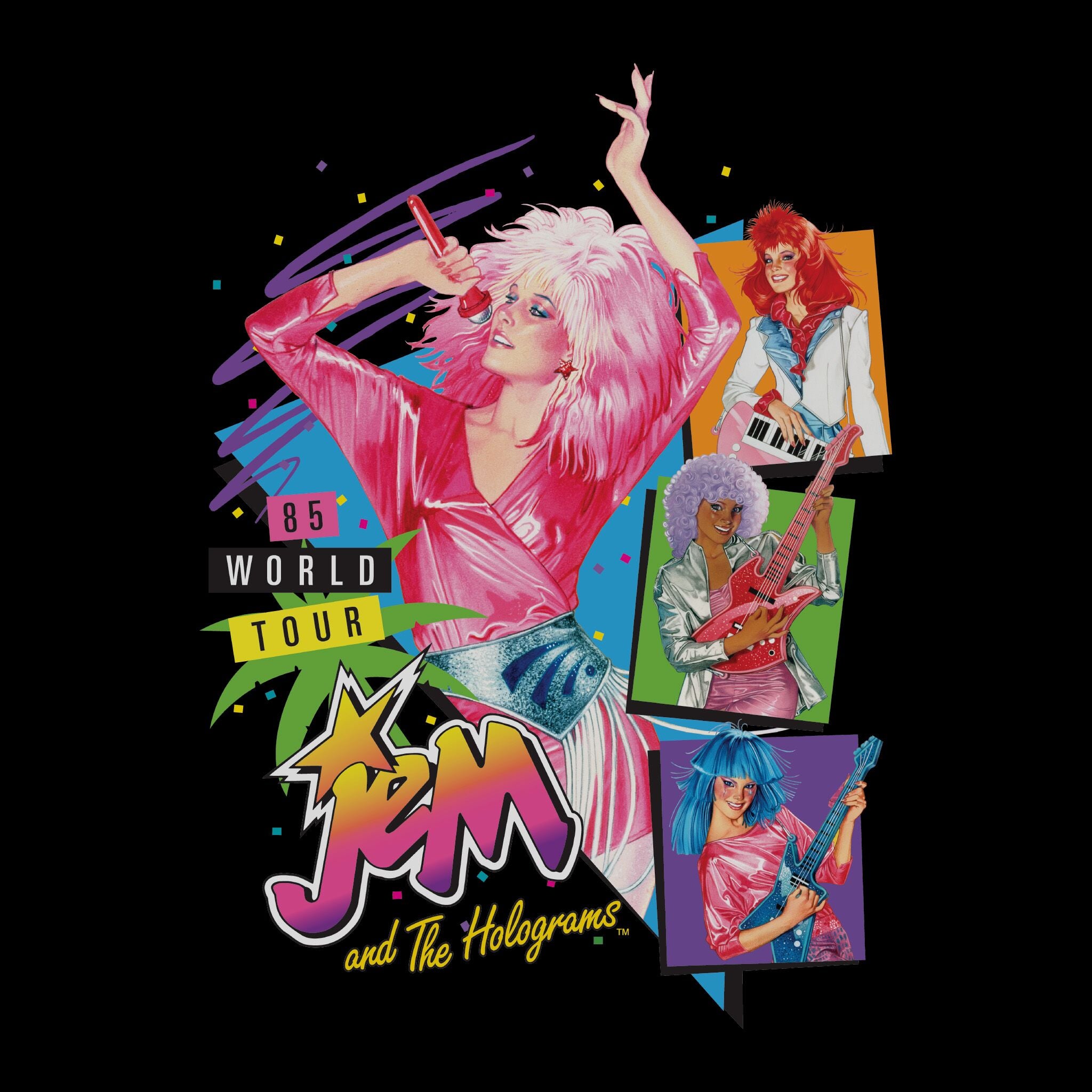 Super7 Jem Holograms World Tour tricou bumbac negru