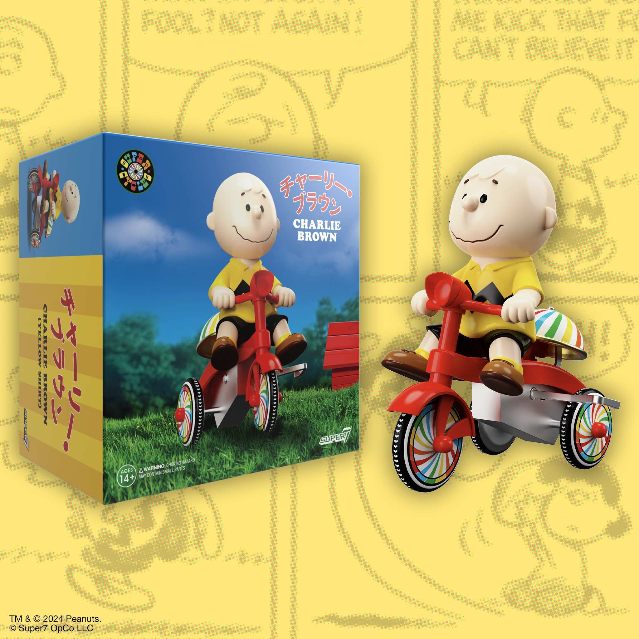 Super7 Peanuts Super Cycles Charlie Brown tricicleta rosie