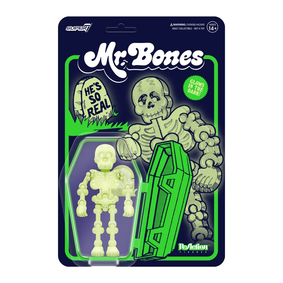 Super7 ReAction Mr Bones figurina fosforescenta 9cm