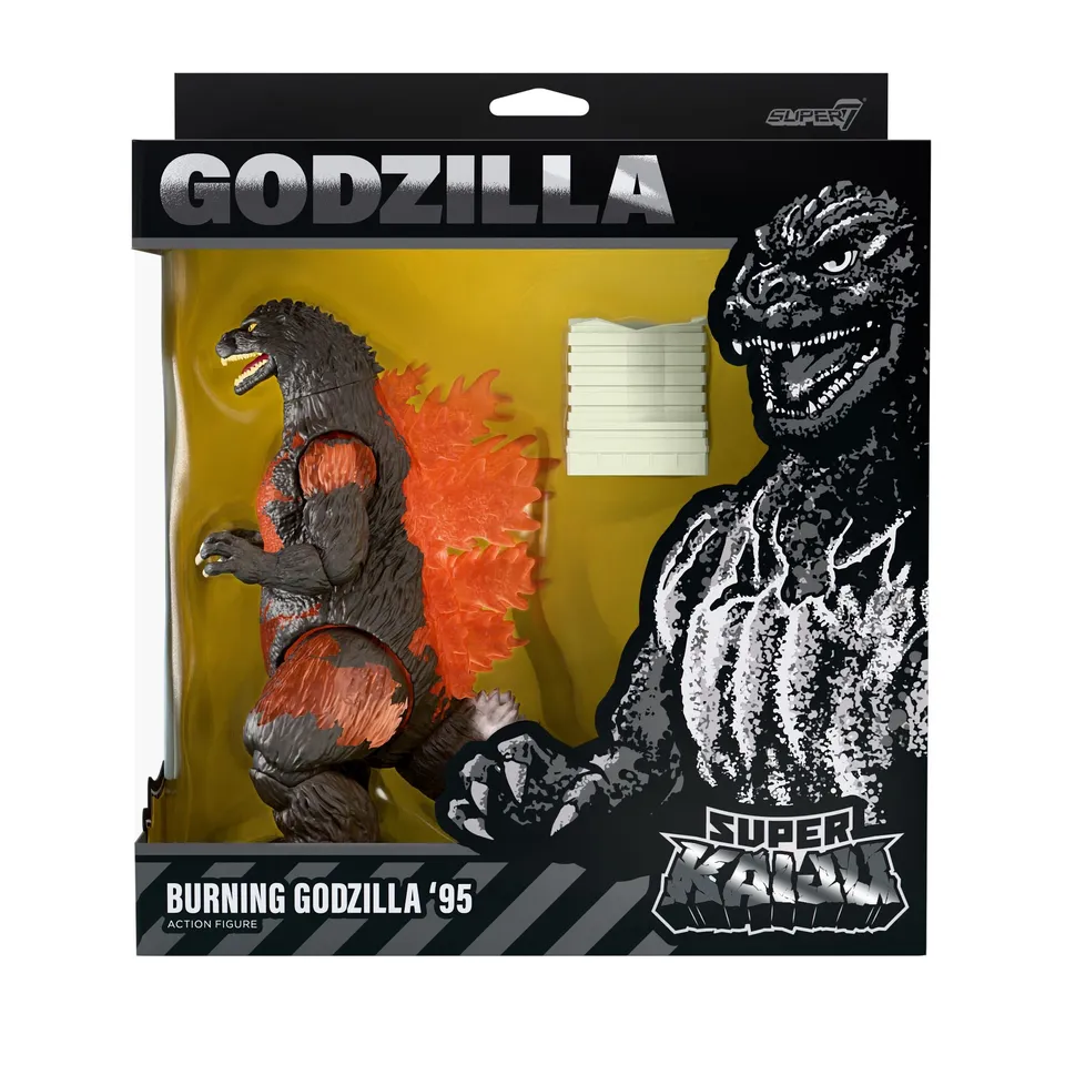 Super7 Toho Super Kaiju Burning Godzilla 1995 figurina 14 cm translucid